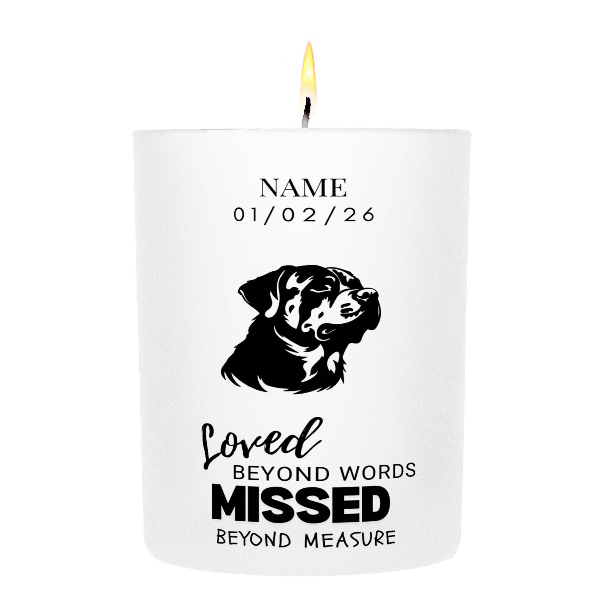Rottweiler – Loved Beyond Words, Missed Beyond Measure Custom Candle