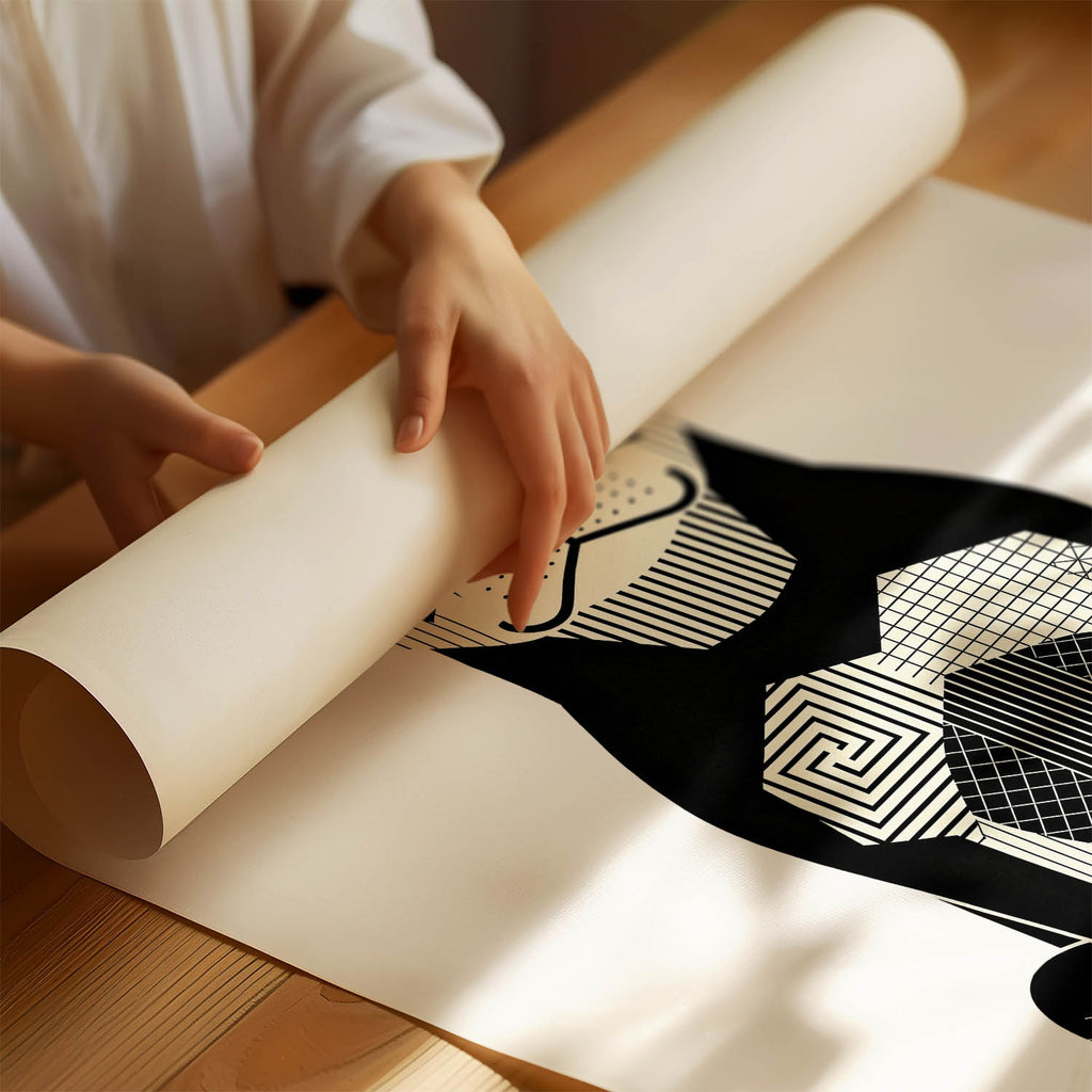 Rottweiler Geometric Line Art Print - Framed Mockup