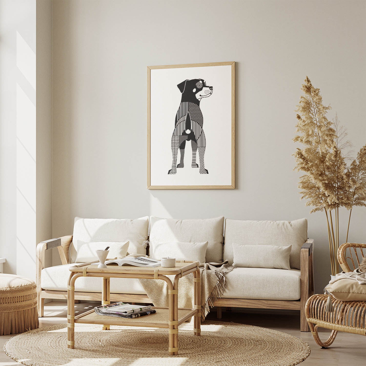 Rottweiler Geometric Line Art mockup