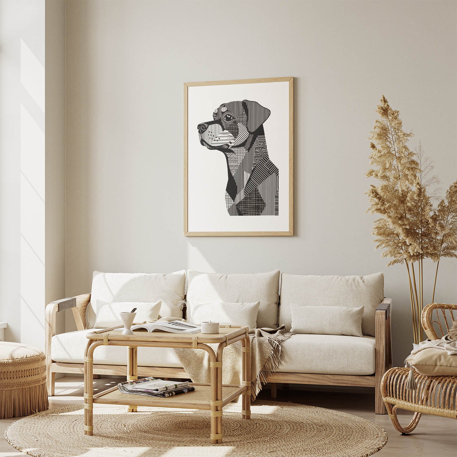 Rottweiler Geometric Line Art mockup
