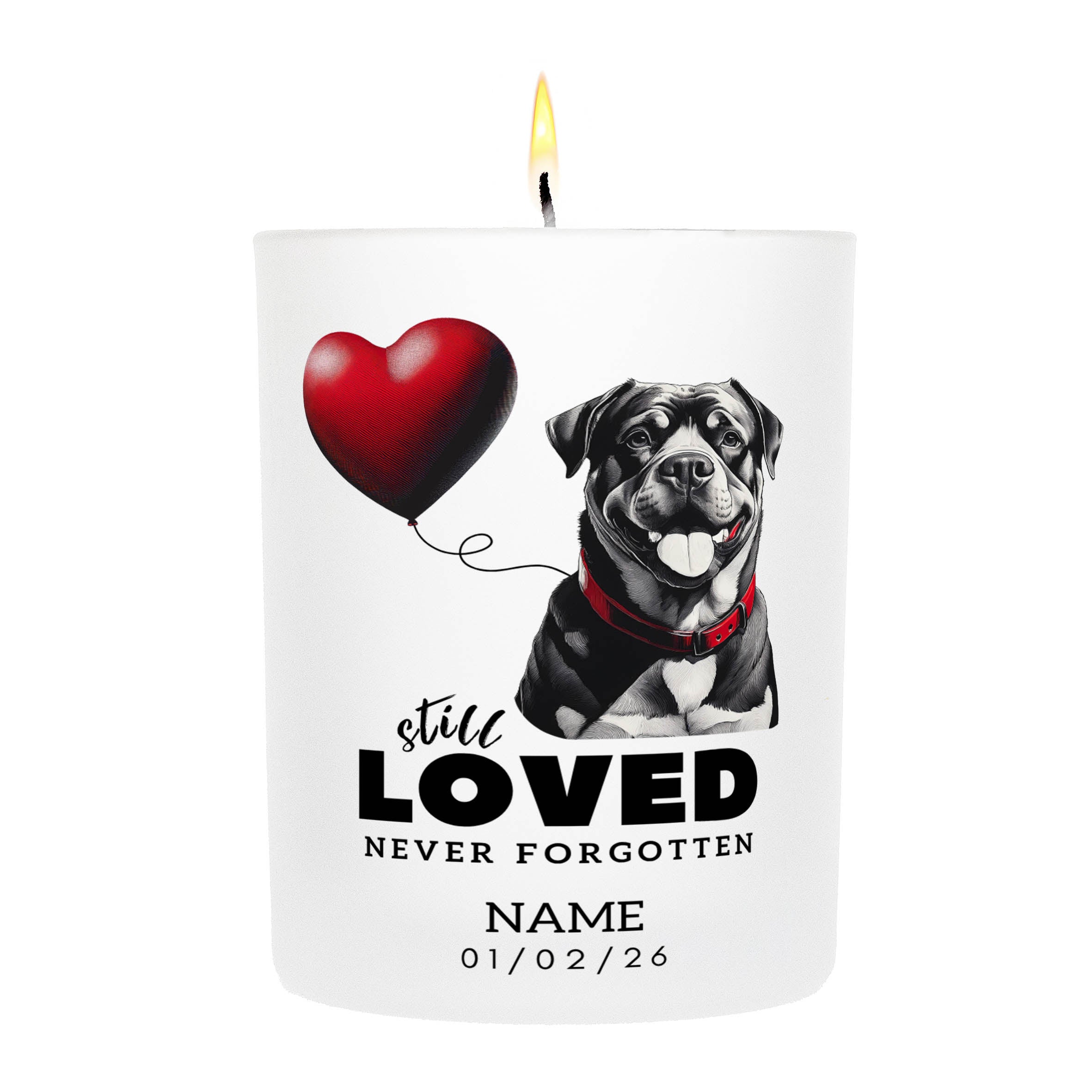 Rottweiler No Leash No Limits Just Love Custom Candle