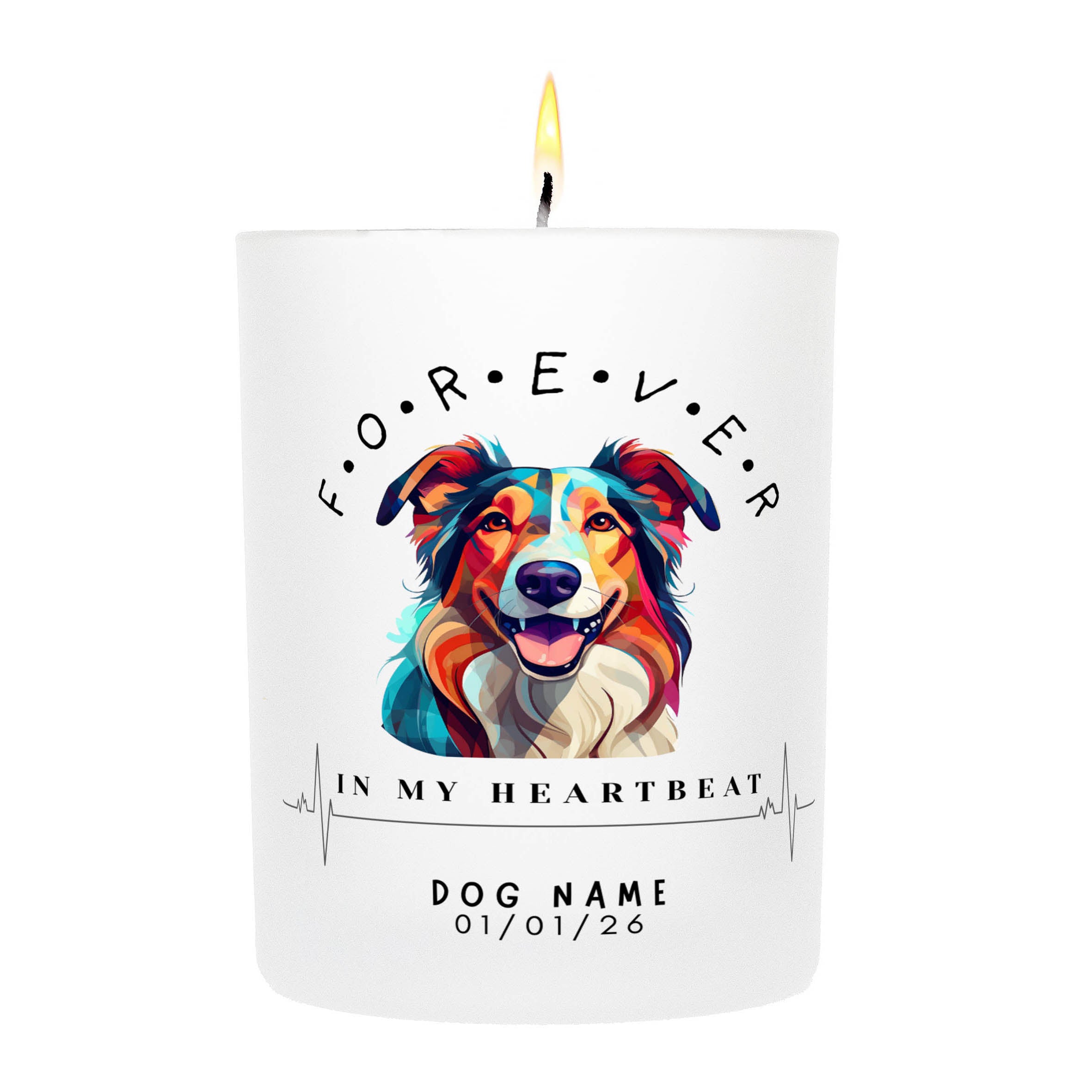 Rough Smooth Collie – Forever in My Heartbeat Custom Candle