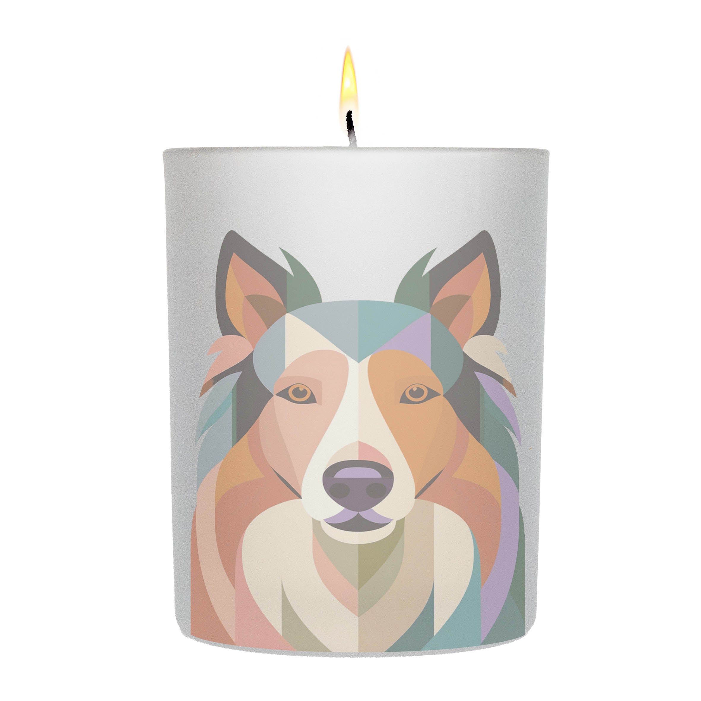 Rough Smooth Collie Graphic Retro Chic Frosted Candle
