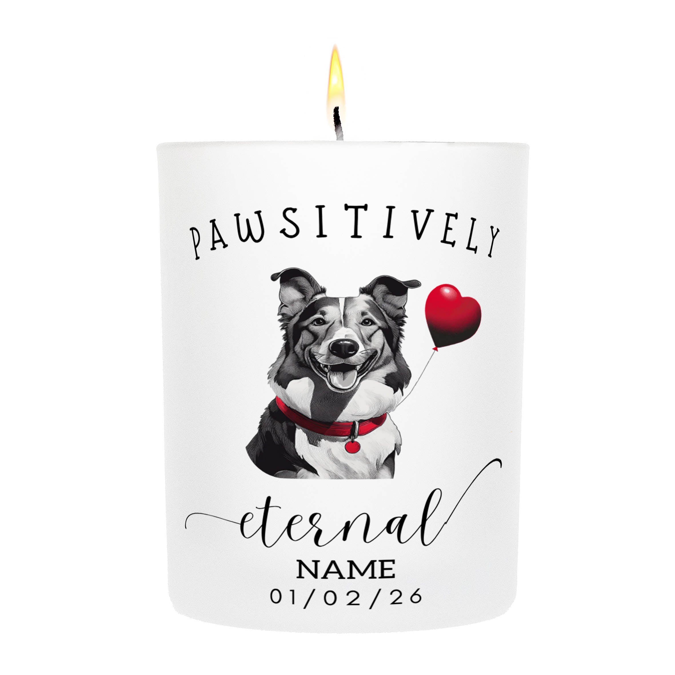 Rough Smooth Collie In Memory Custom Pawsitively Eternal Candle White