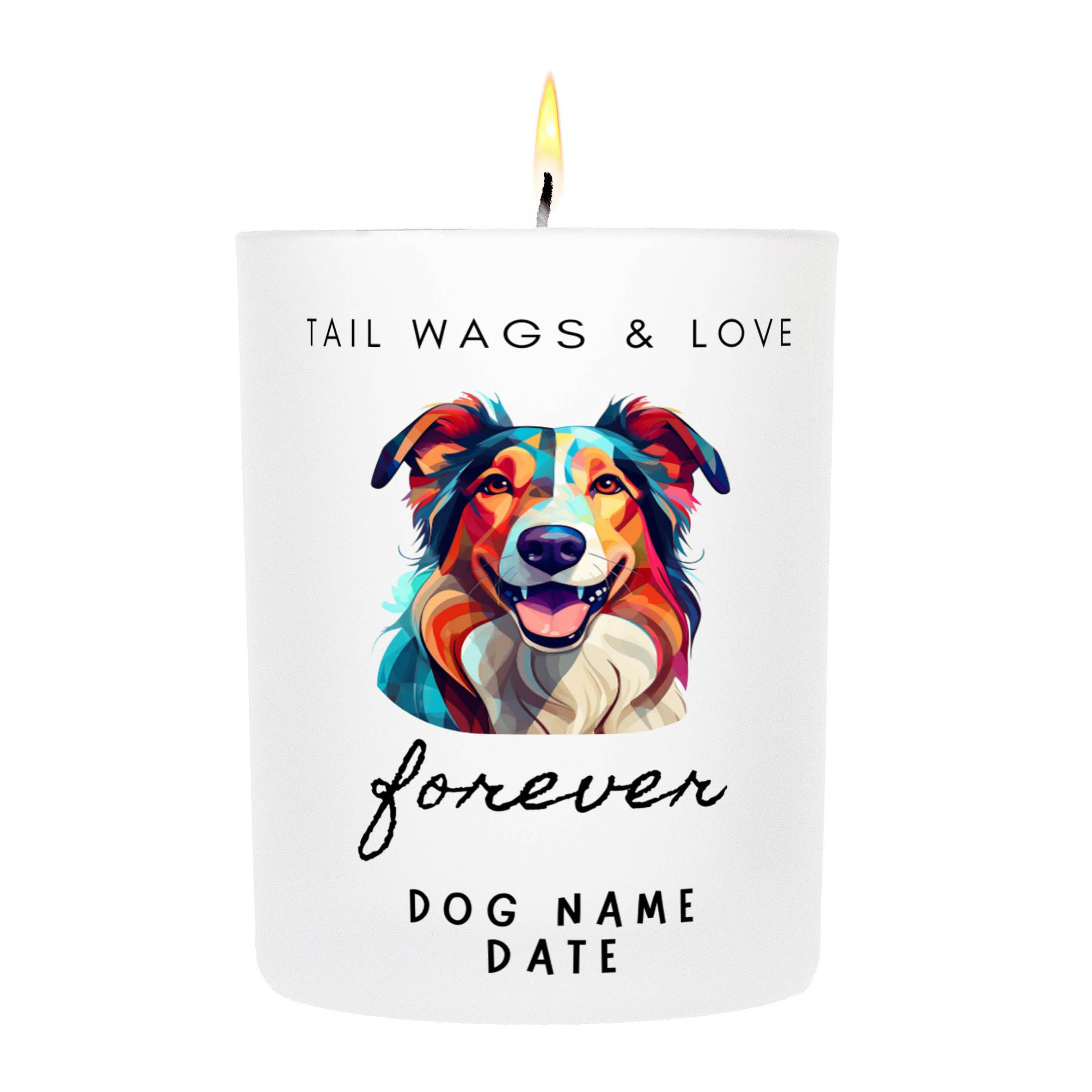 ROUGH SMOOTH COLLIE   Tail Wags & Love Custom Candle