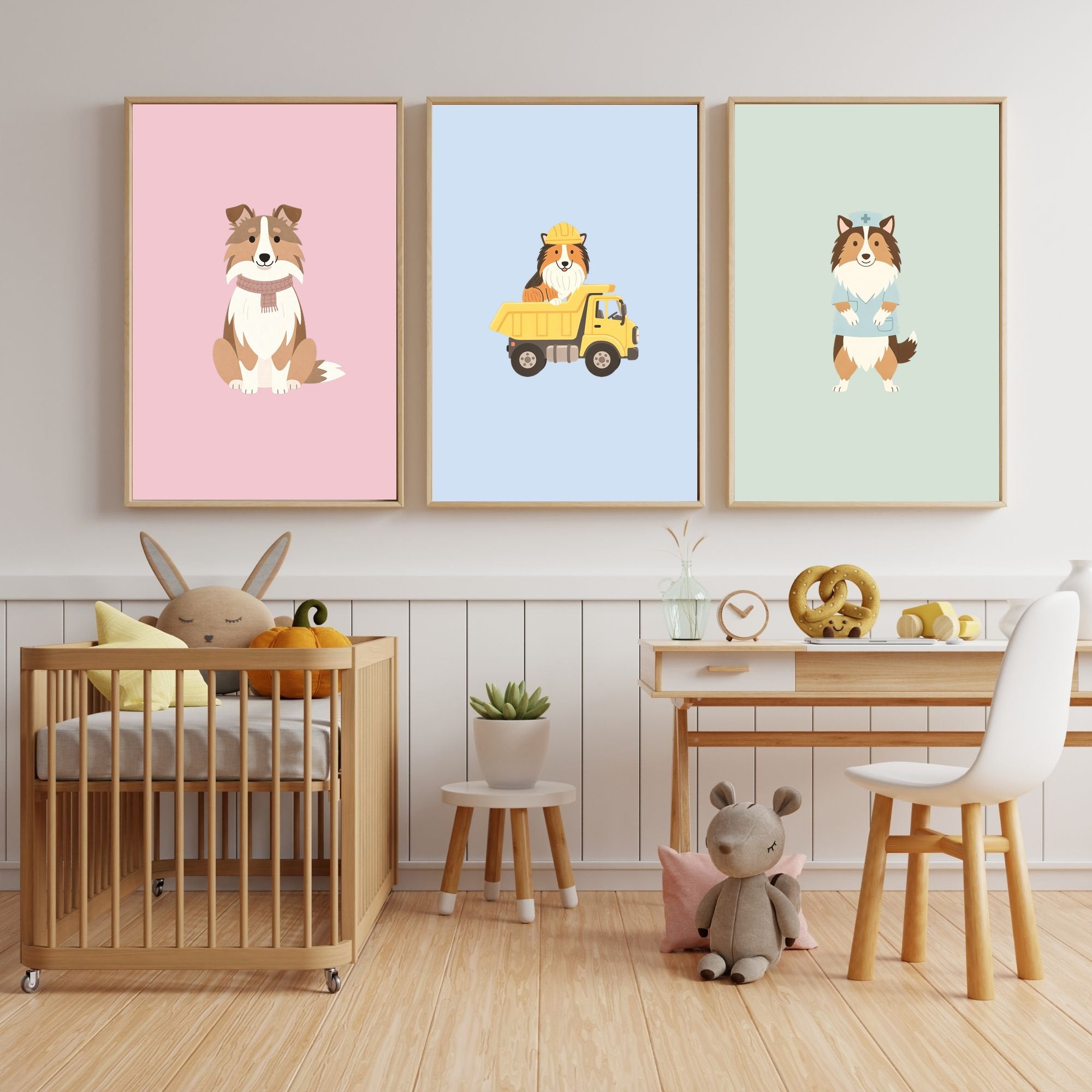 Rough Smooth Collie Kids Nursery Wall Art Print Bundle — 22 Dog Costume Designs, 5 Colours, 6 Print Sizes | Digital Download