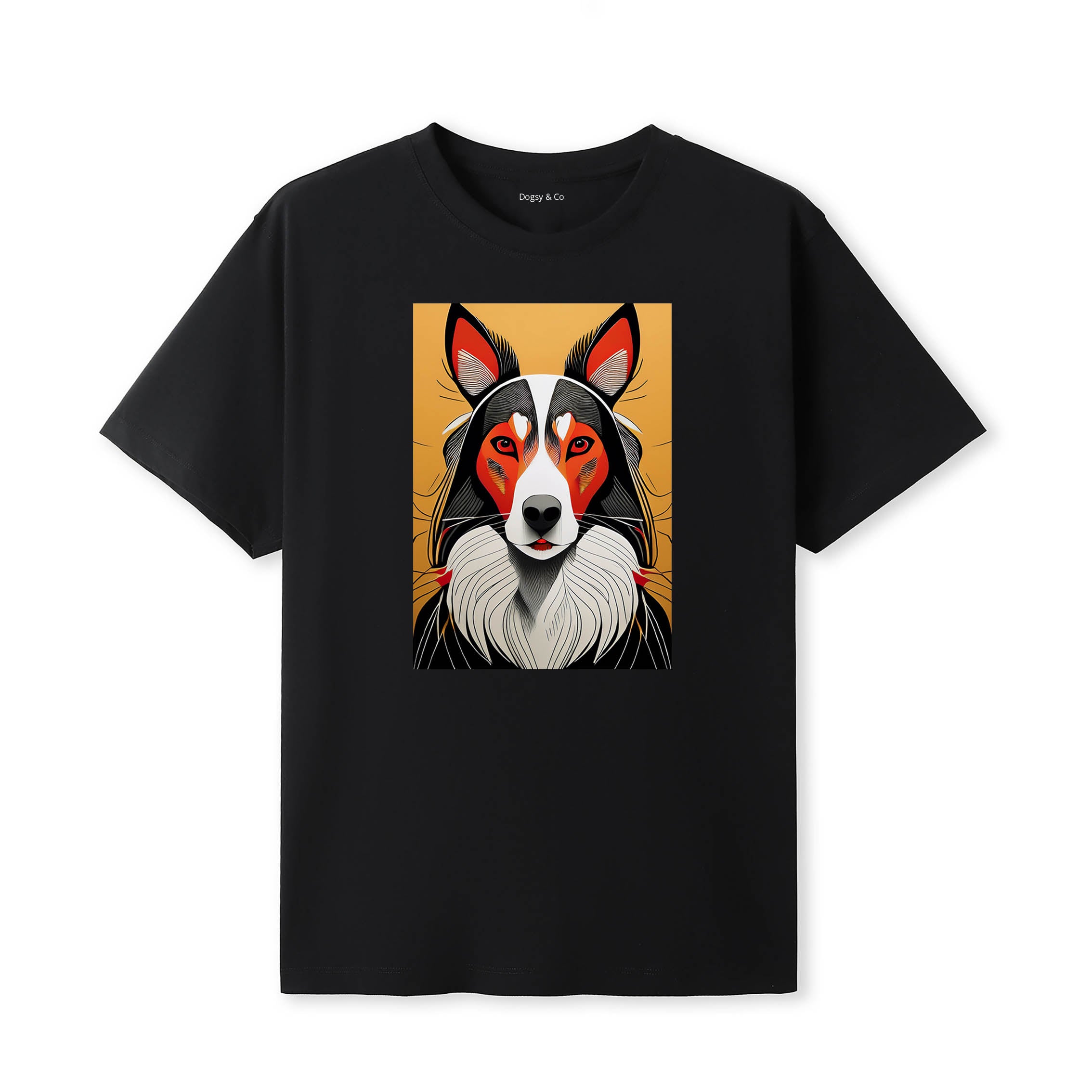 Rough Collie Retro Geo Orange Dog T-Shirt | Dogsy & Co