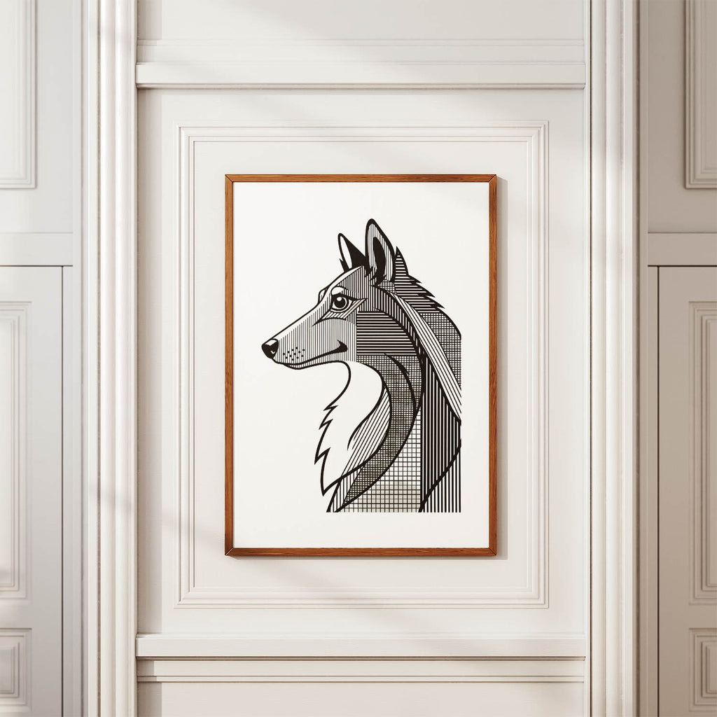 Rough Smooth Collie Geometric Line Art mockup