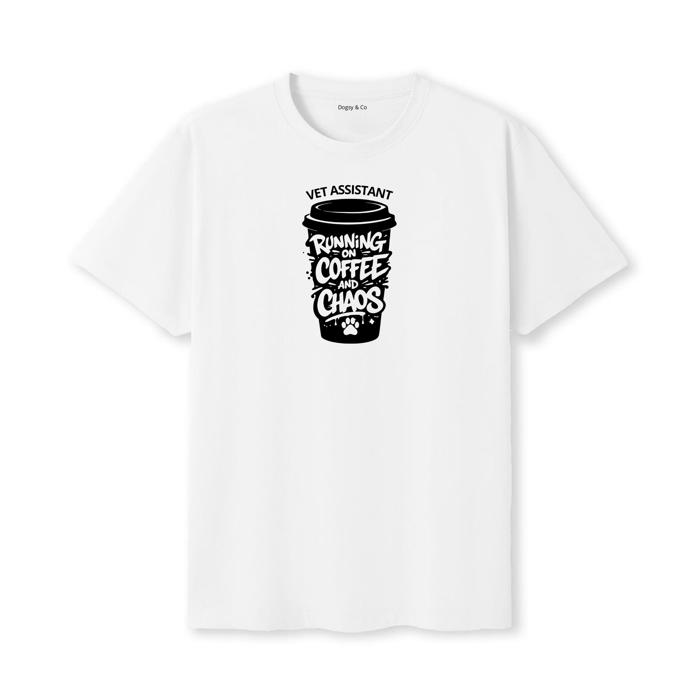 Running on Coffee and Chaos Vet Assistant T-Shirt - view 6 | Dogsy & Co