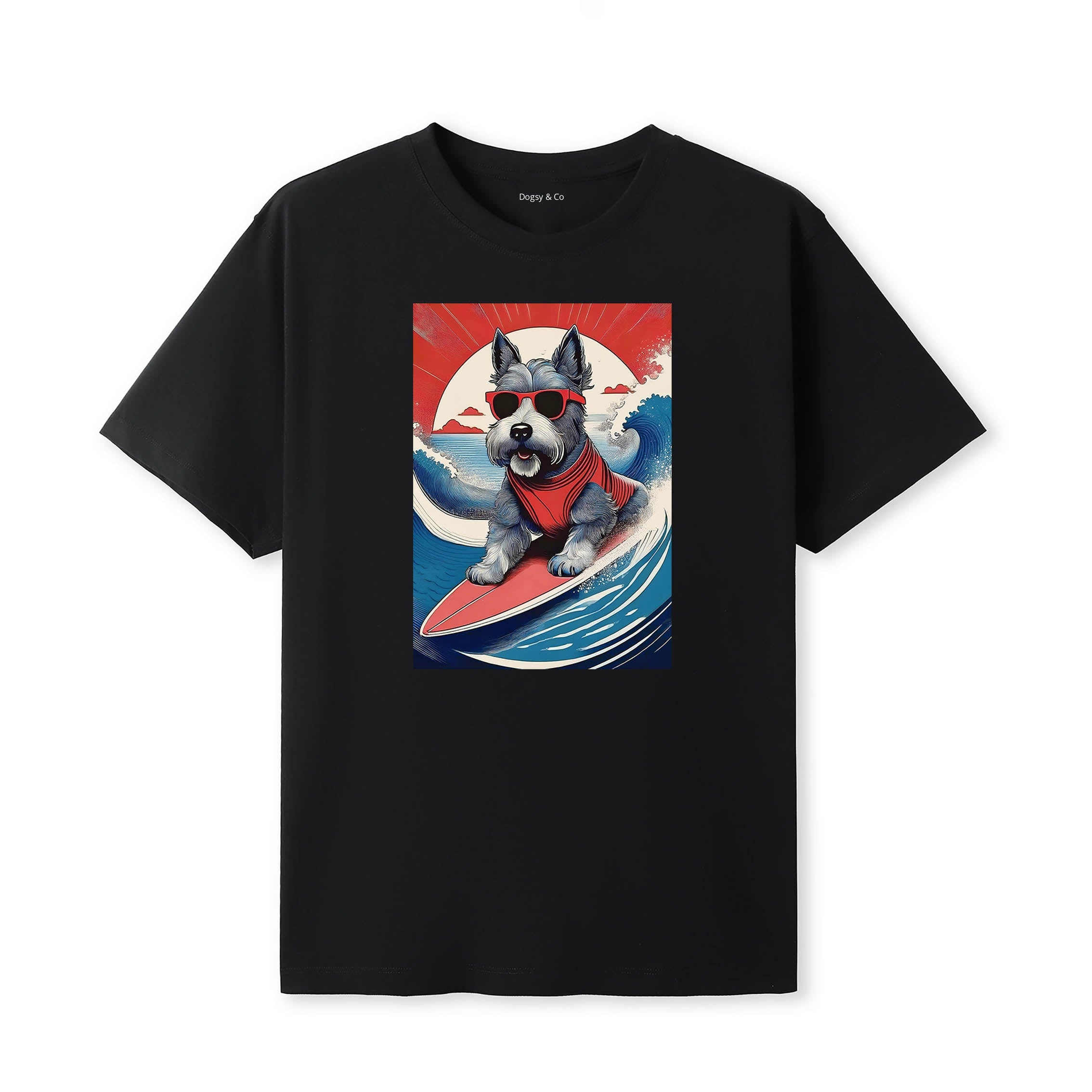 Scottish Terrier Surfer Hokusai Dogs T-Shirt Artwork