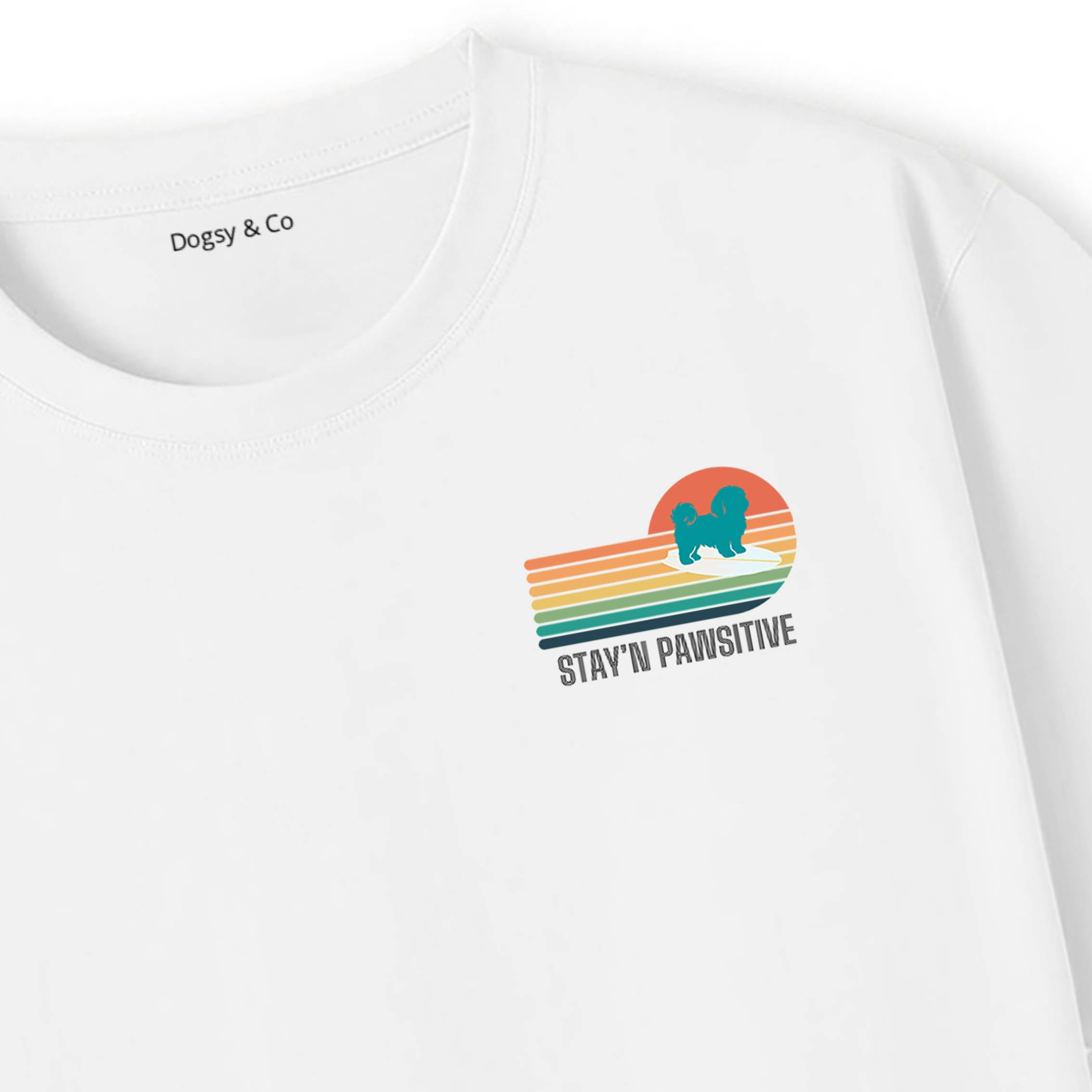 Shih Tzu Stay'n Pawsitive Retro Surfer Dog T-Shirt | Dogsy & Co