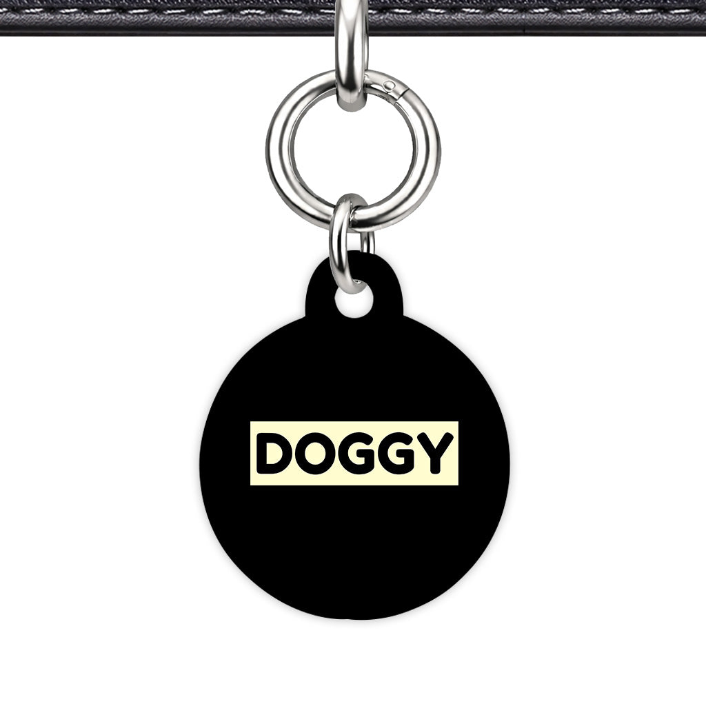 Black & Cream Circle Shape Silver Ring QR Smart Pet ID Tag