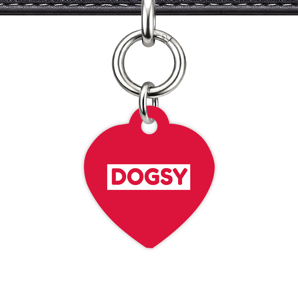 Crimson Red & White Heart Shape Silver Ring QR Smart Pet ID Tag