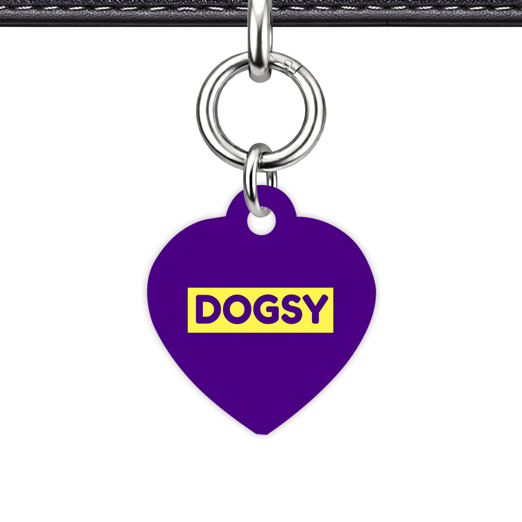 Indigo & Lemon Heart Shape Silver Ring QR Smart Pet ID Tag