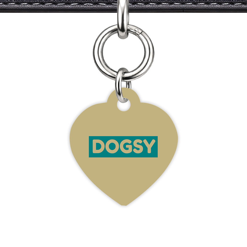 Sand & Teal Heart Shape Silver Ring Classic Pet ID Tag