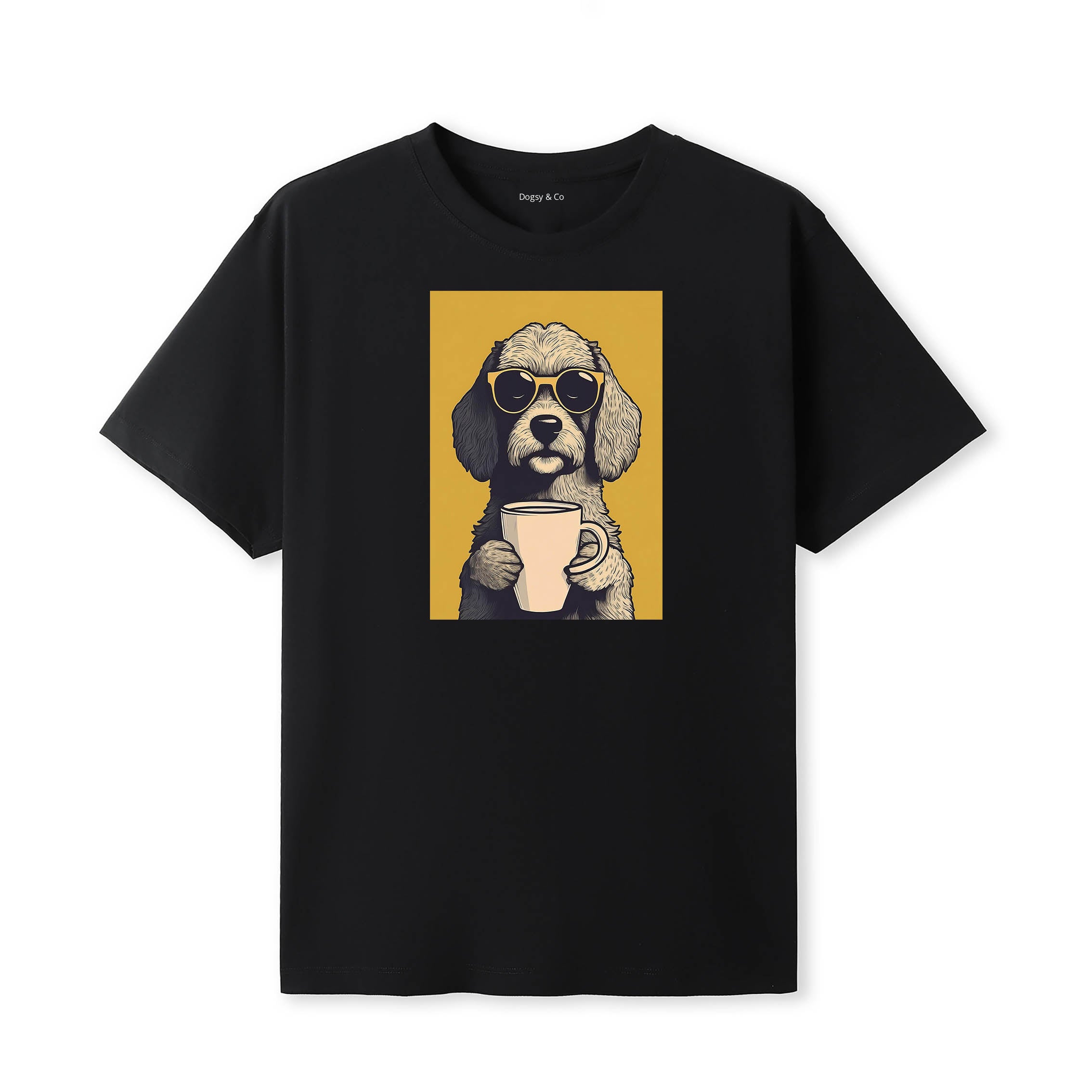 Spoodle Coffee Dog T-Shirt V2 Black