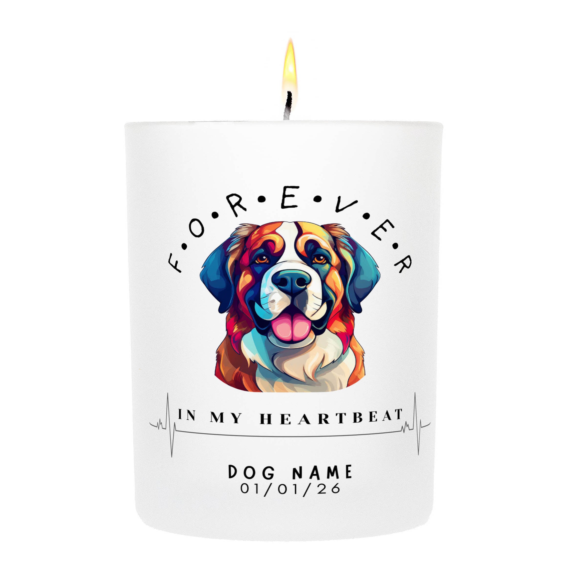 Saint Bernard – Forever in My Heartbeat Custom Candle
