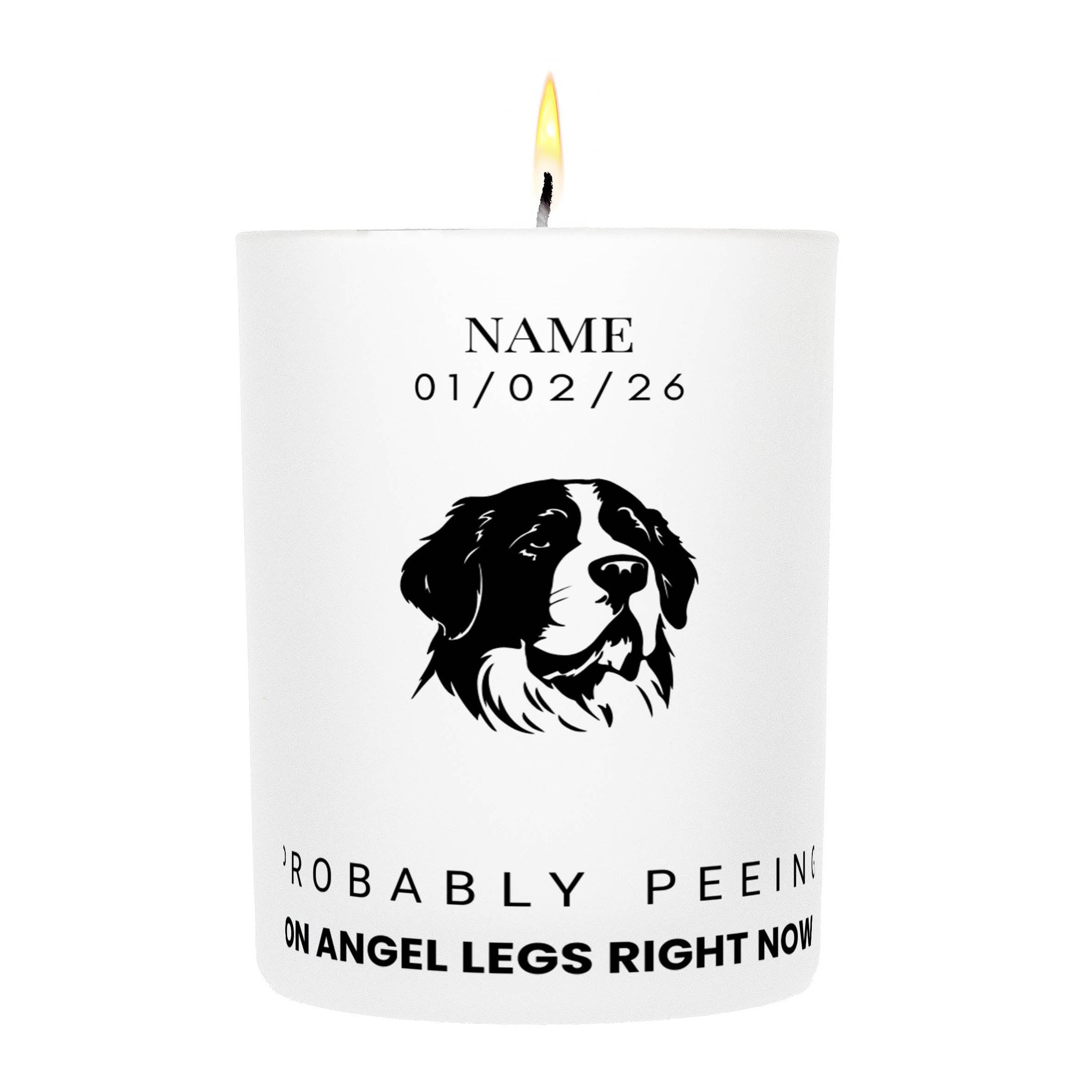 Saint Bernard – Probably Peeing on Angel Legs Right Now Custom Candle