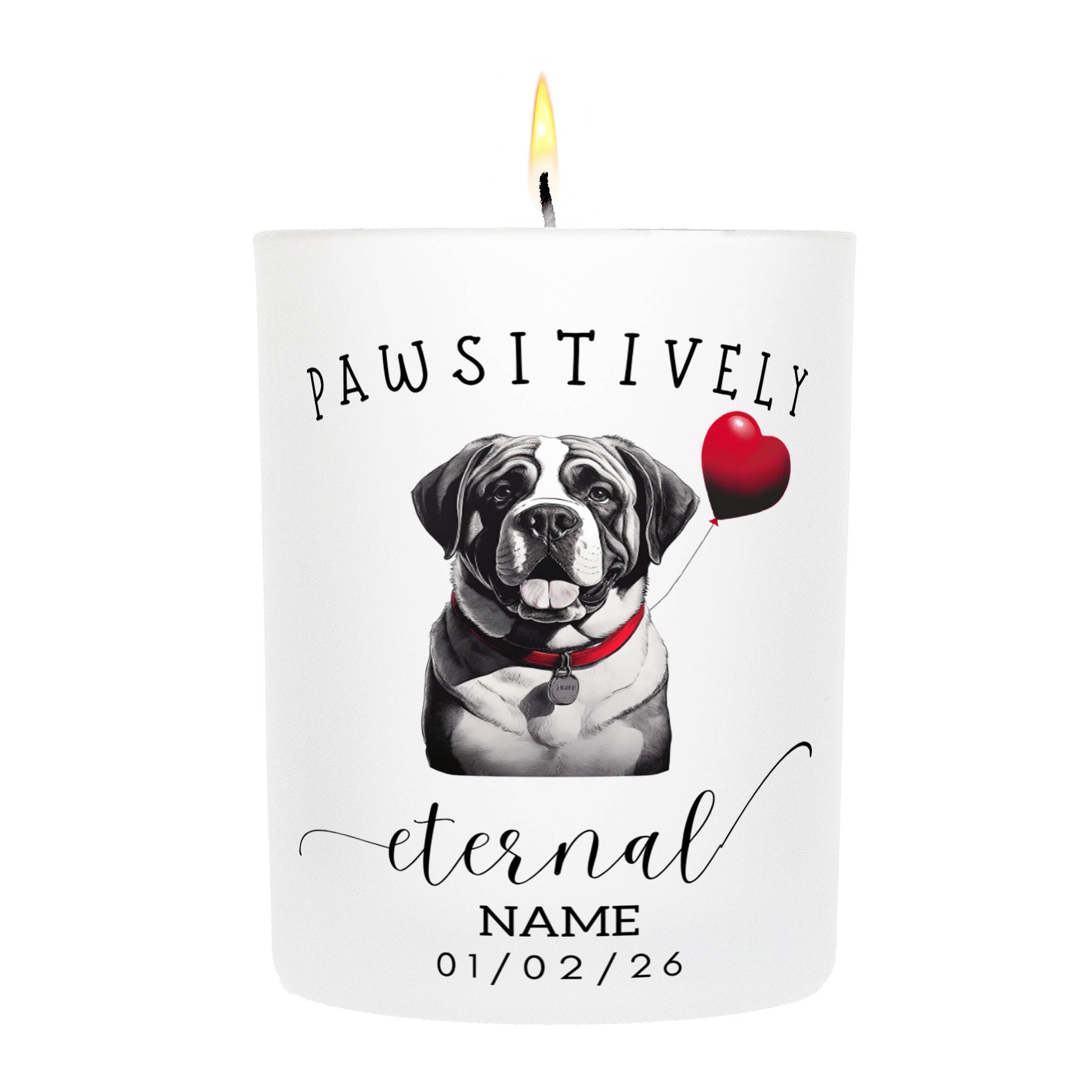 Saint Bernard In Memory Custom Pawsitively Eternal Candle White