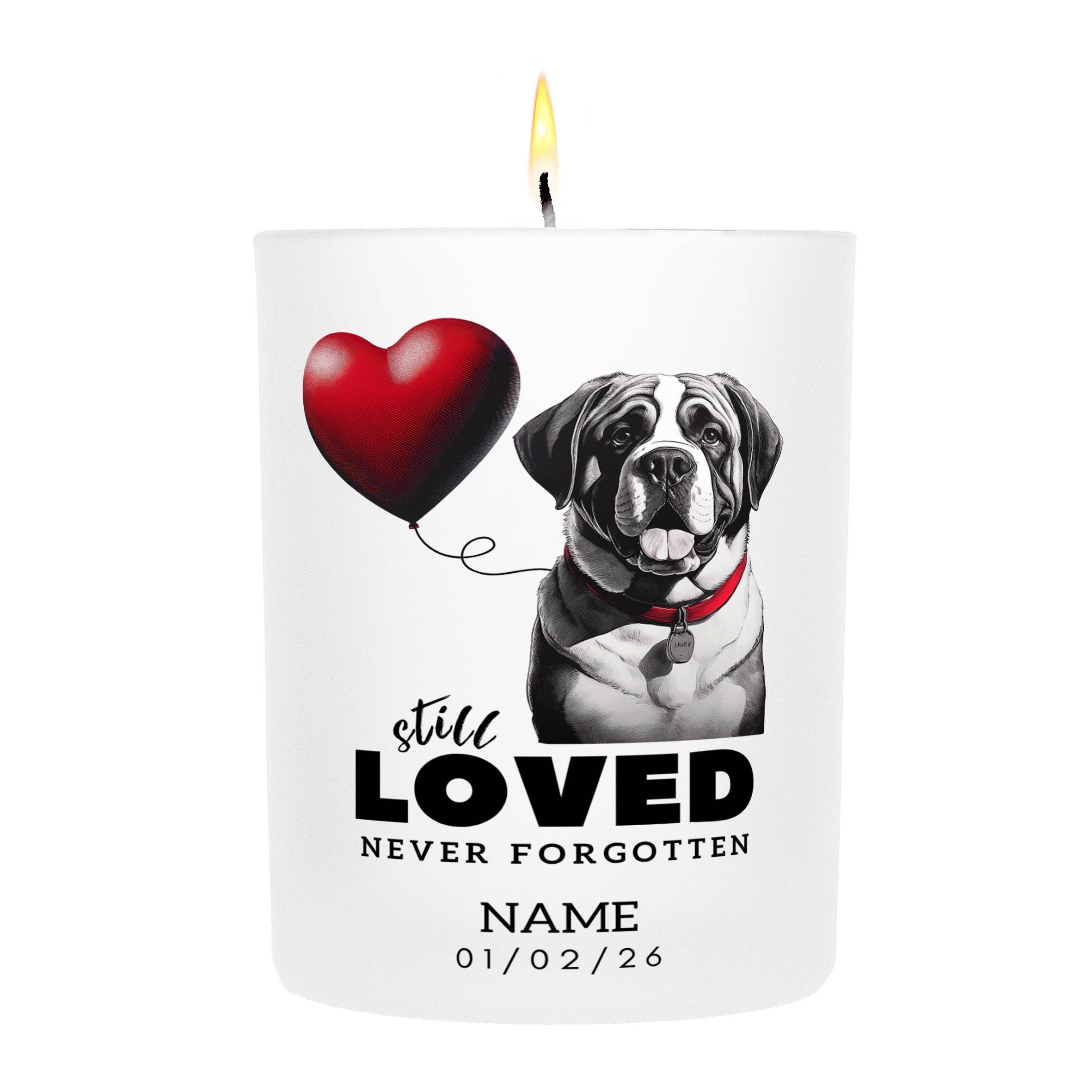 Saint Bernard Still Loved Never Forgotten Custom Candle