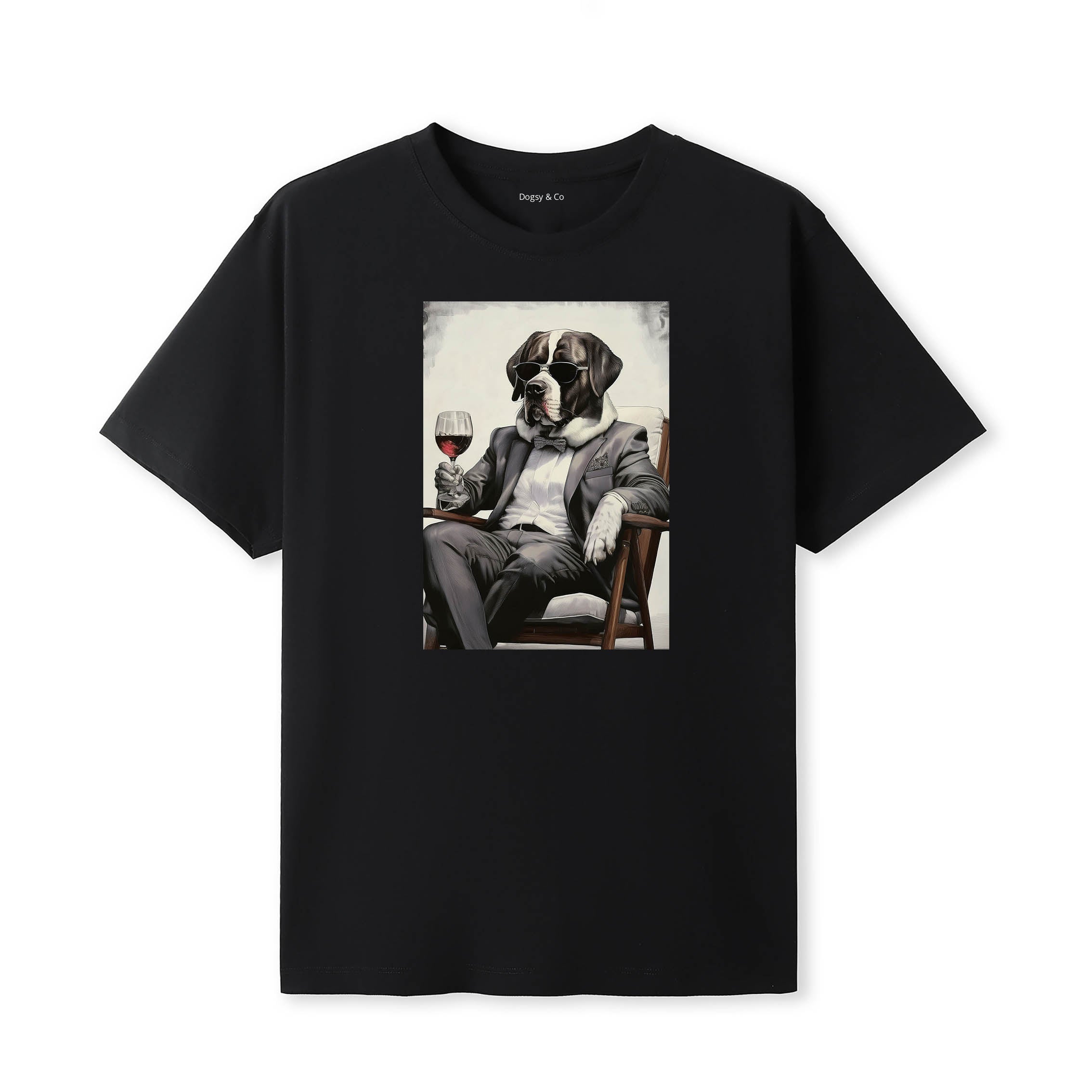 Saint Bernard distinguished gentleman dog t-shirt - black