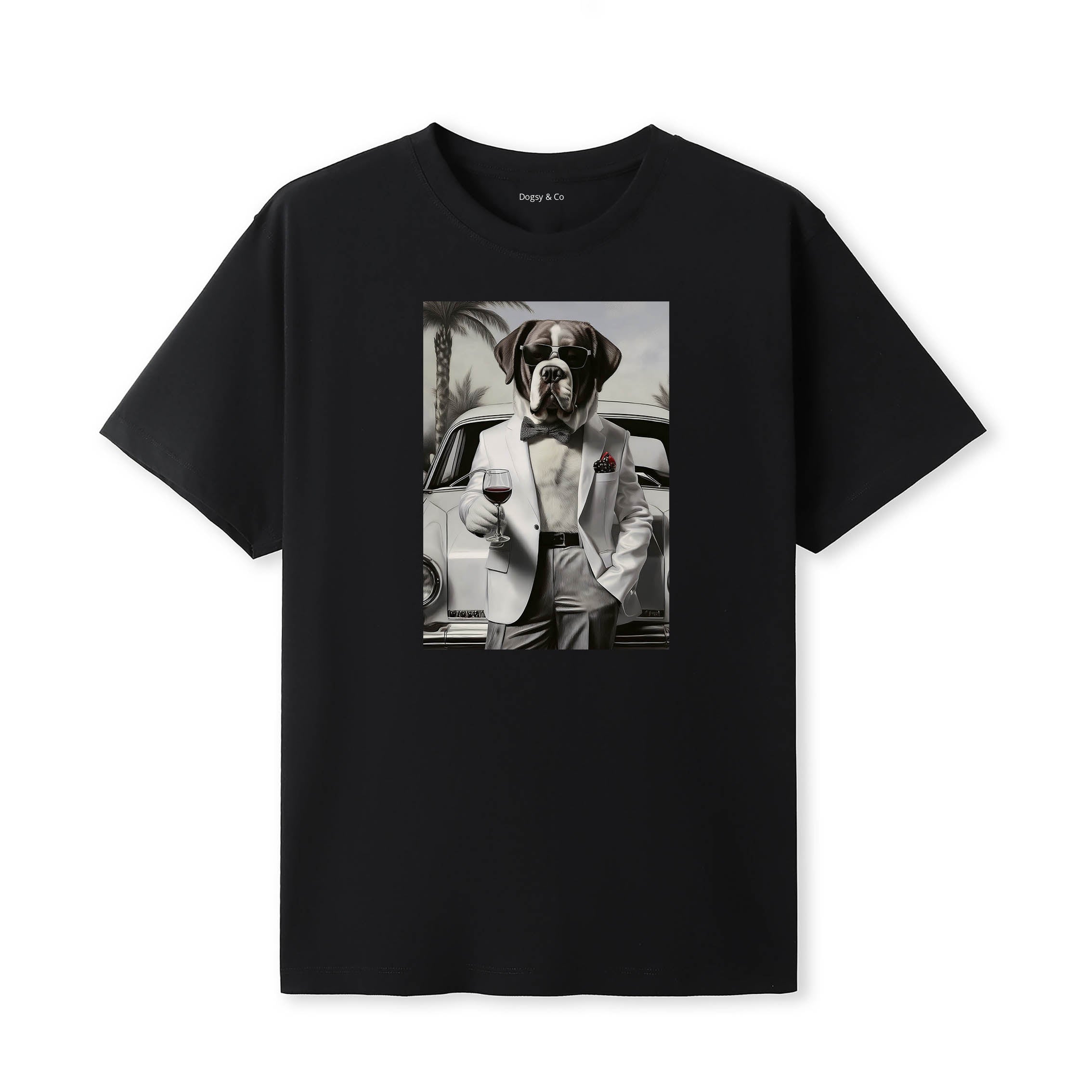 Saint Bernard distinguished gentleman dog t-shirt - black