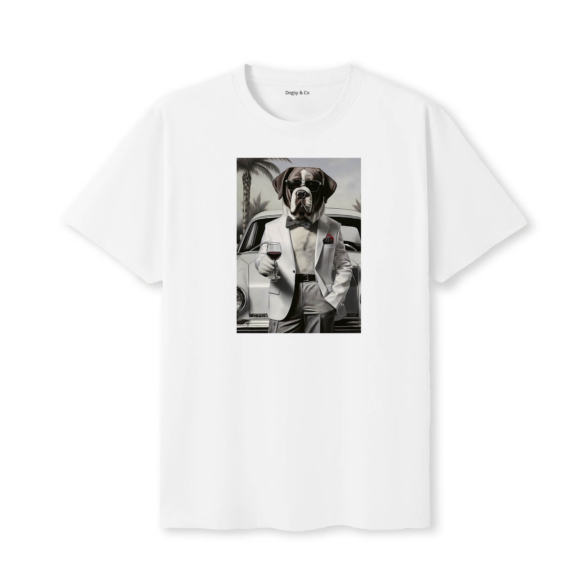 Saint Bernard distinguished gentleman dog t-shirt - white