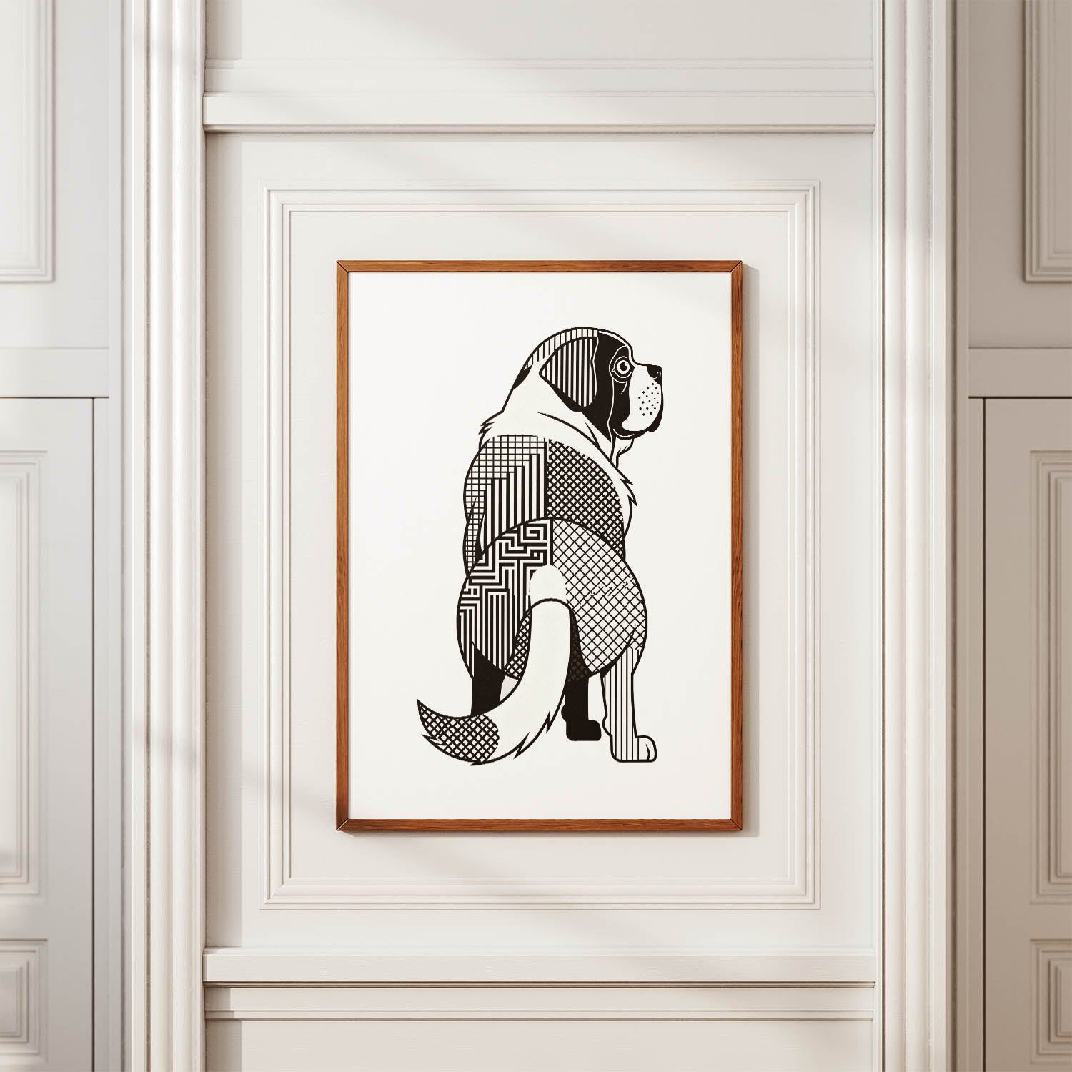 Saint Bernard Geometric Line Art mockup