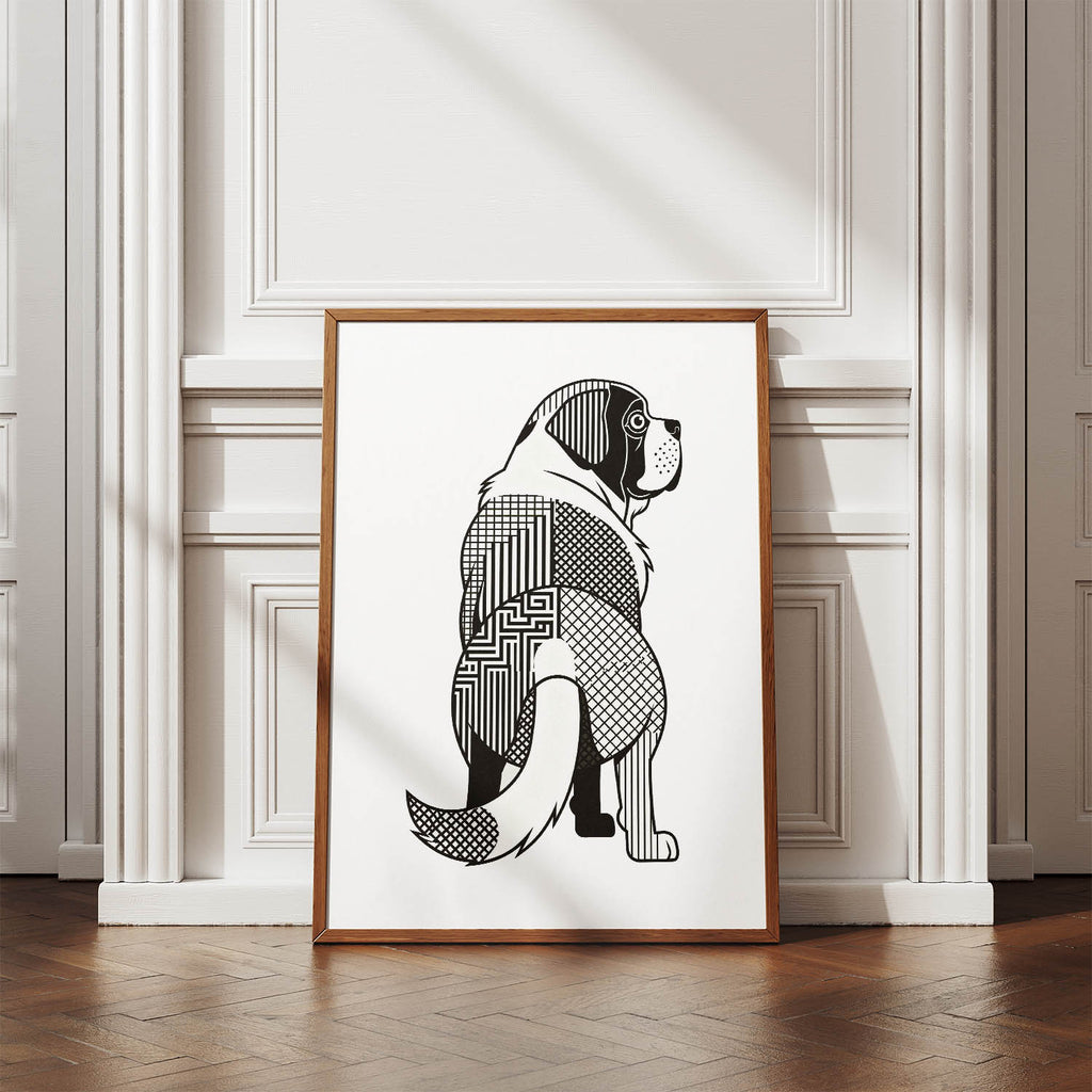 Saint Bernard Geometric Line Art mockup