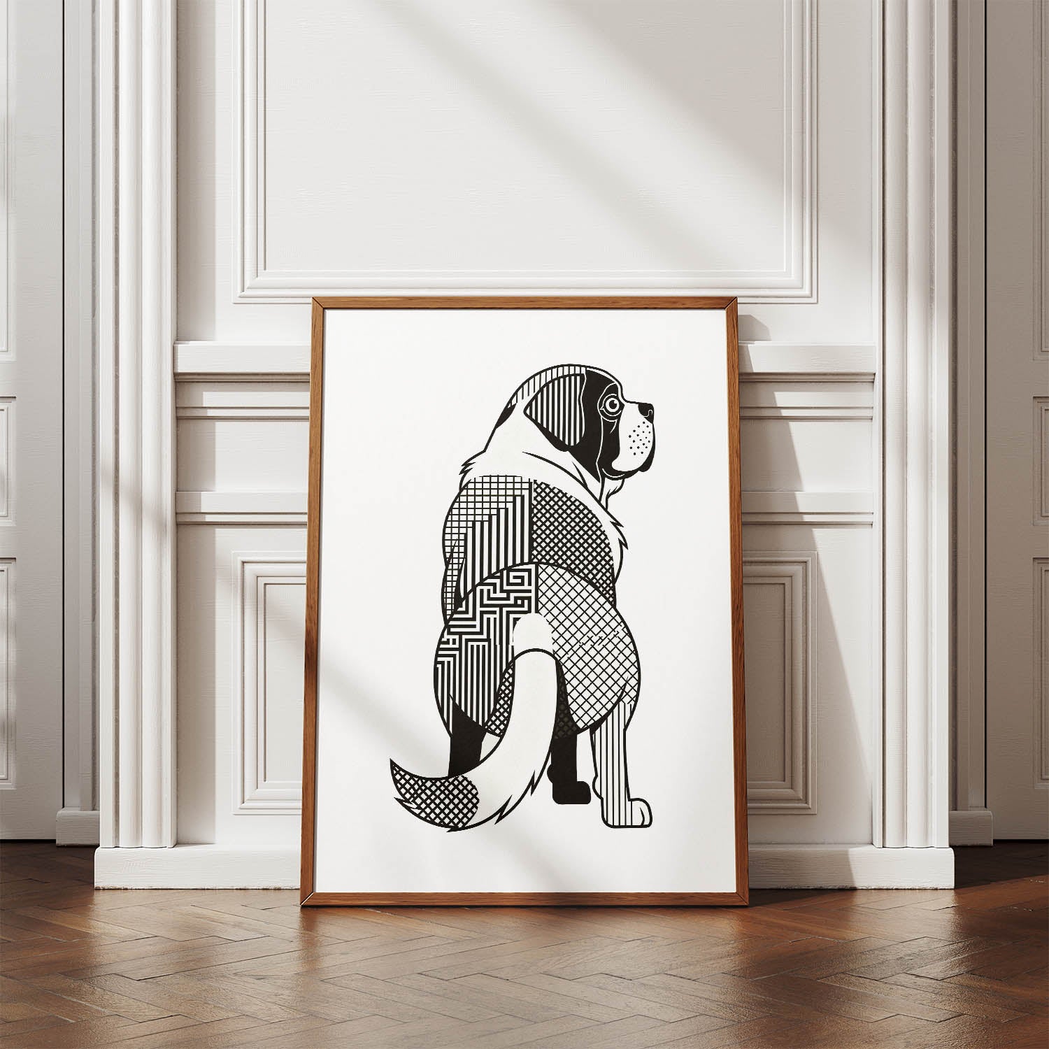 Saint Bernard Geometric Line Art mockup