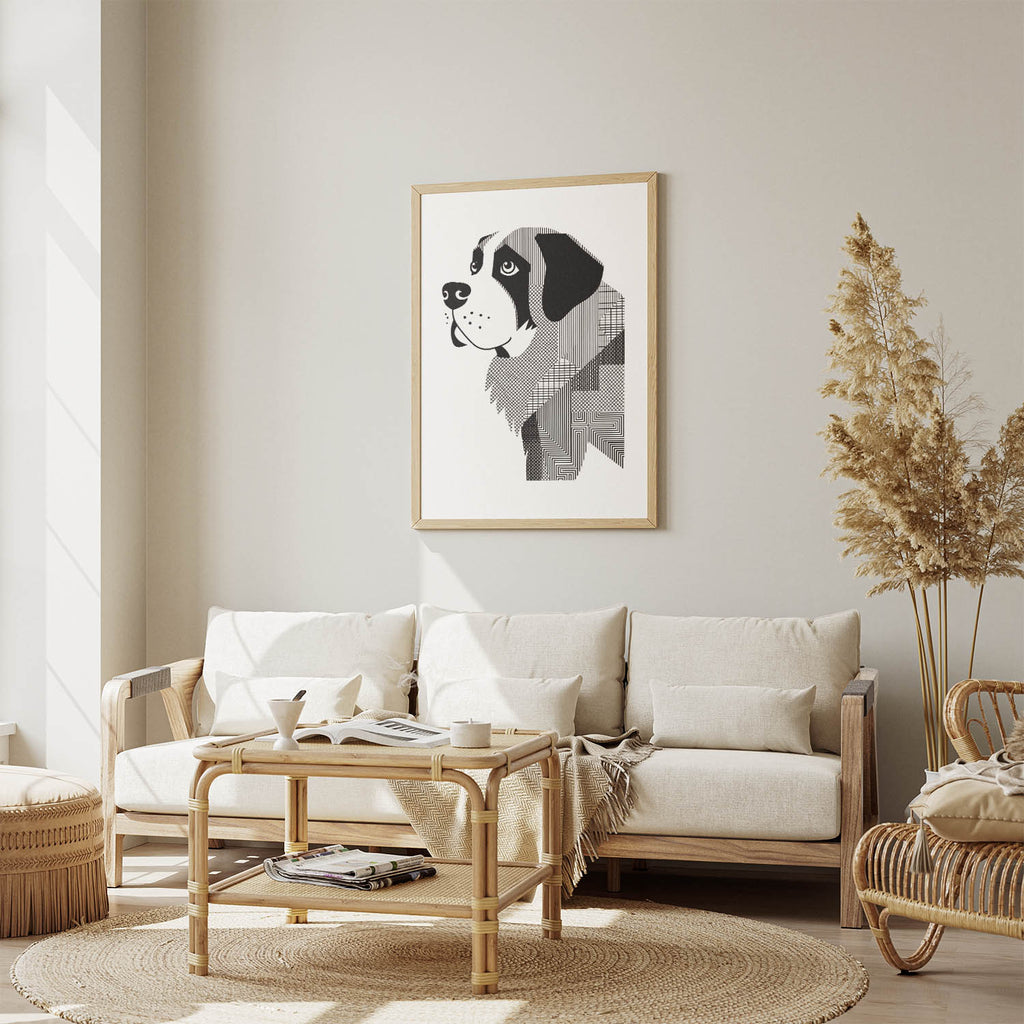 Saint Bernard Geometric Line Art mockup