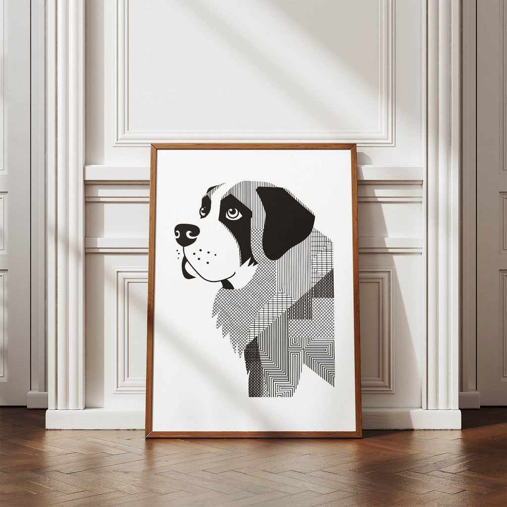 Saint Bernard Geometric Line Art mockup