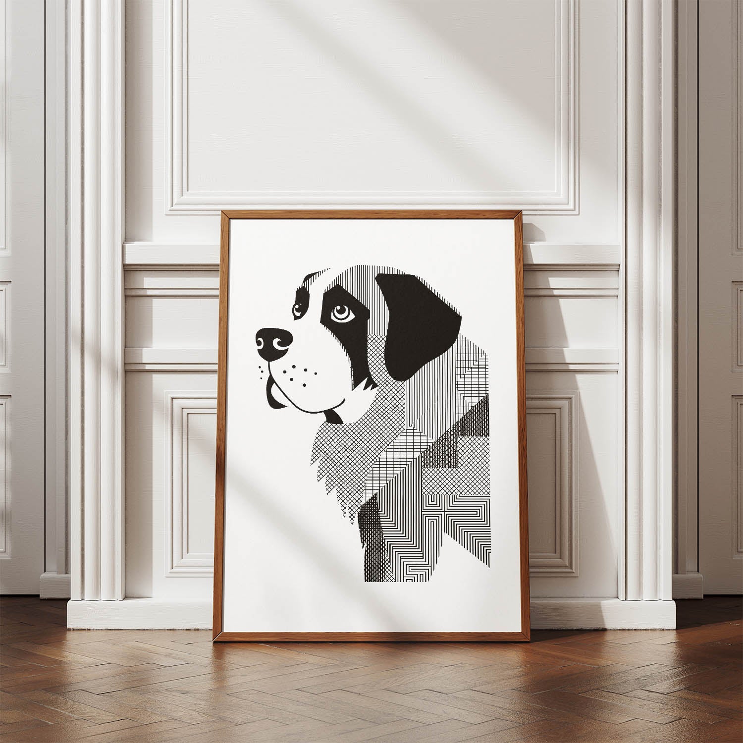 Saint Bernard Geometric Line Art mockup