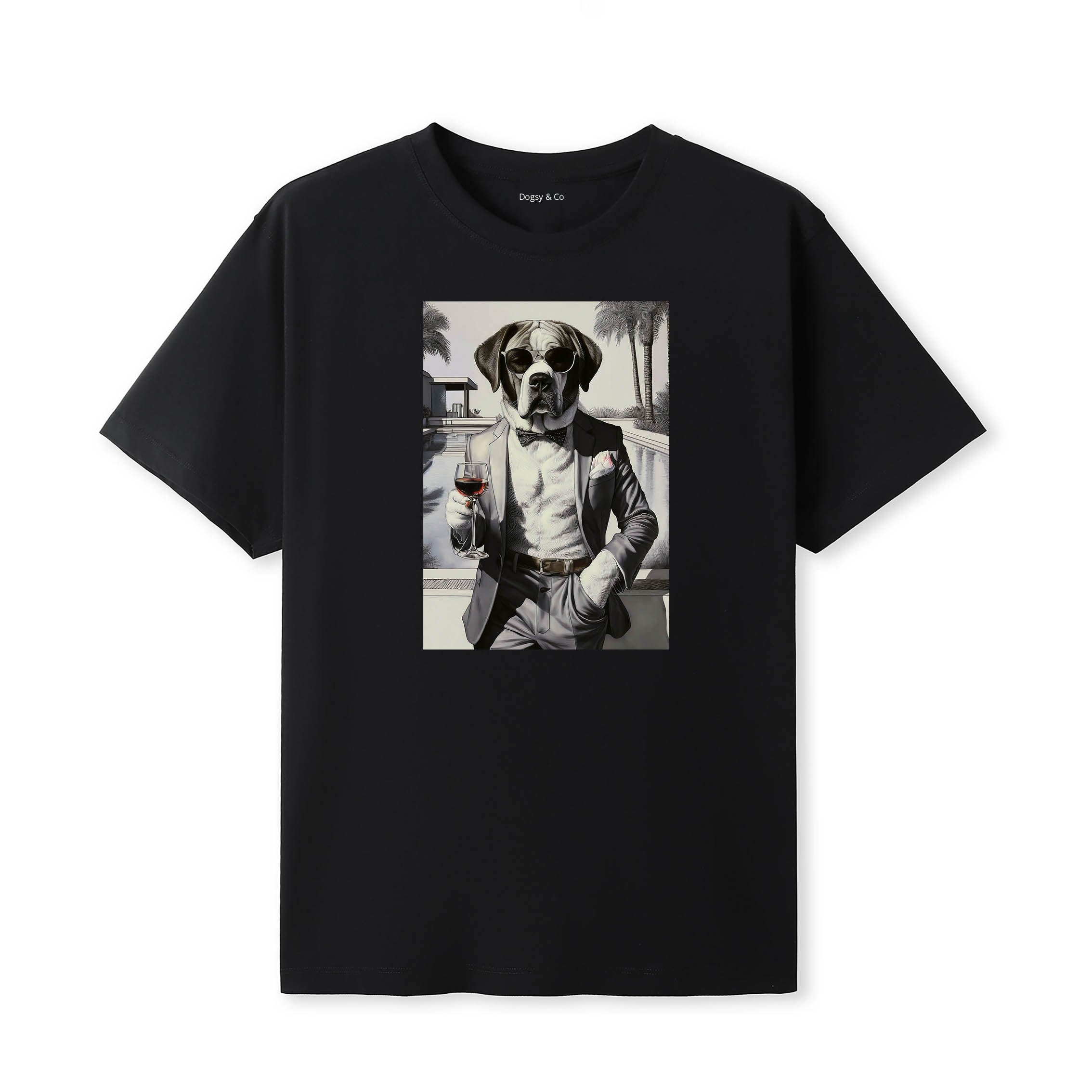 Saint Bernard distinguished gentleman dog t-shirt - black