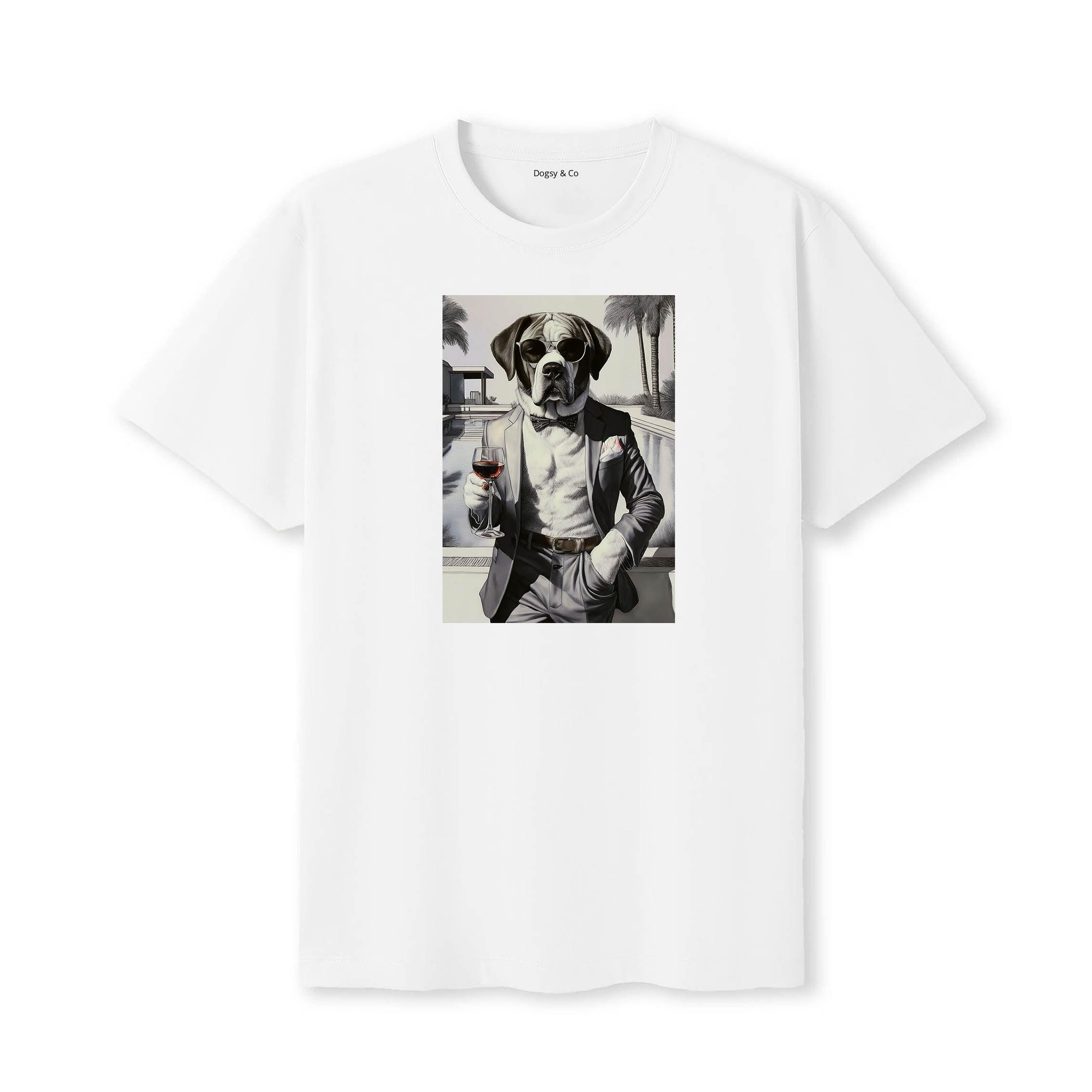 Saint Bernard distinguished gentleman dog t-shirt - white