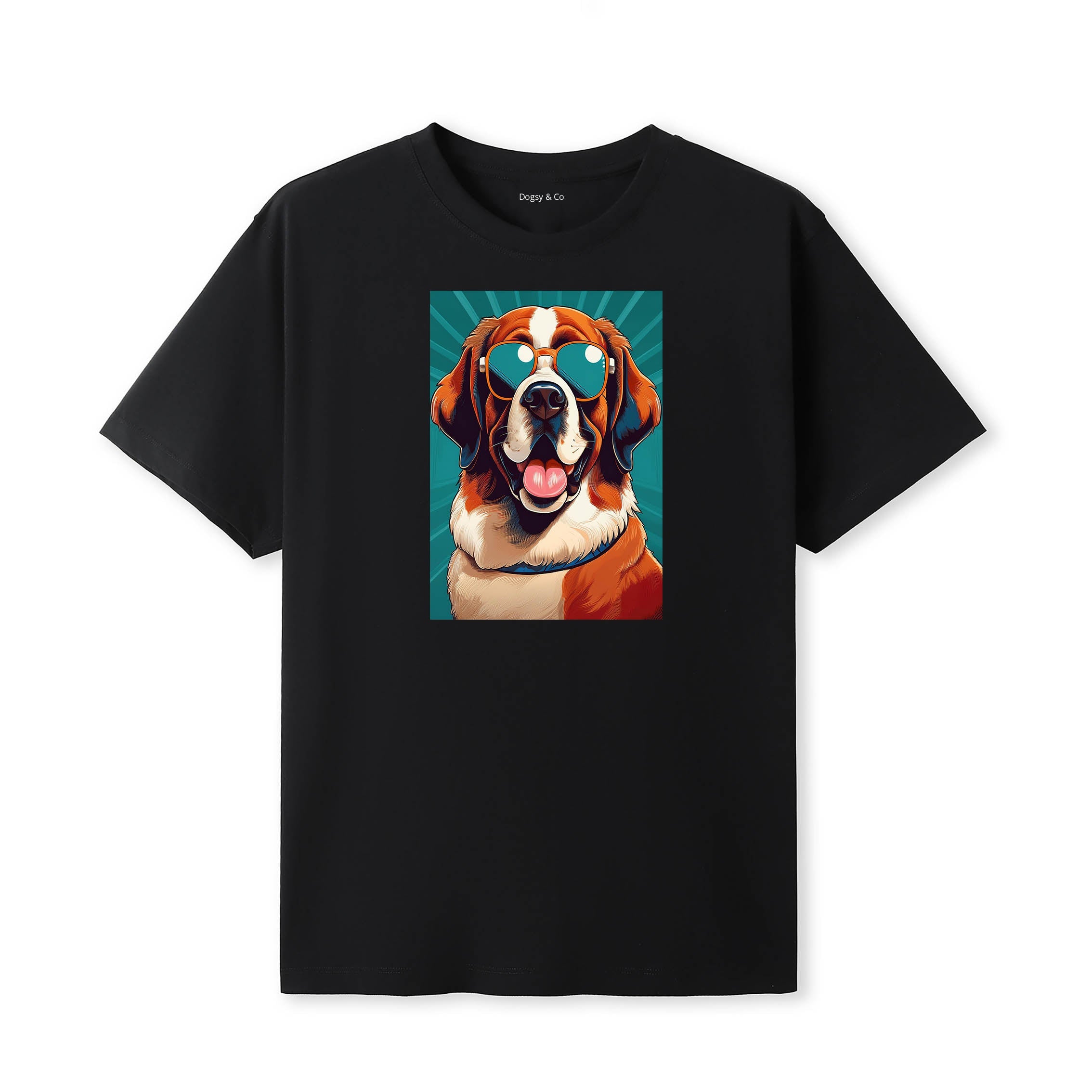Saint Bernard Sunnies Dog T-Shirt Black