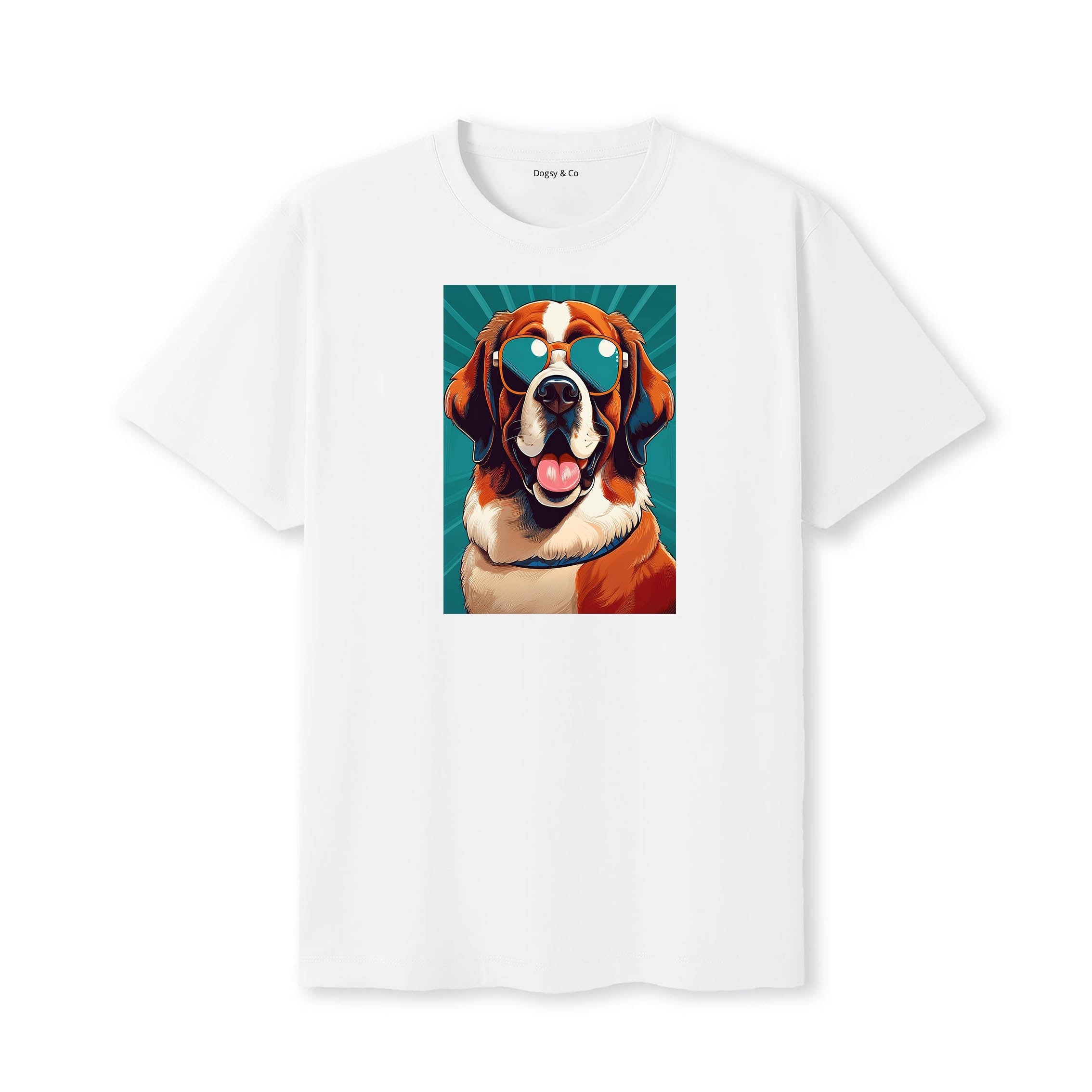 Saint Bernard Sunnies Dog T-Shirt White