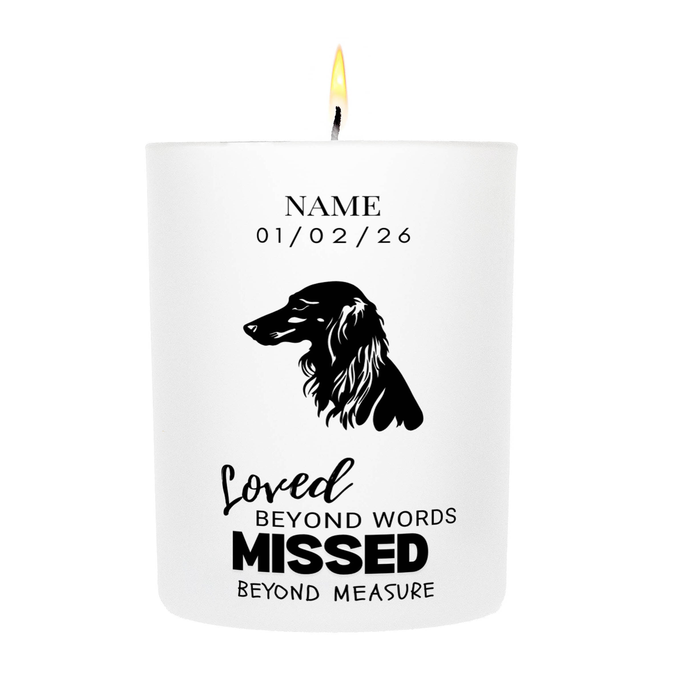 Saluki – Loved Beyond Words, Missed Beyond Measure Custom Candle