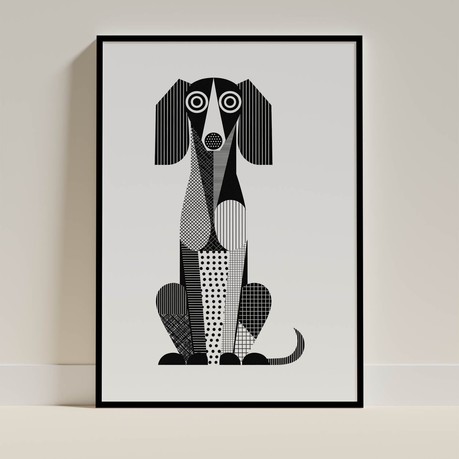 Saluki Geometric Line Art - Black Frame Mockup