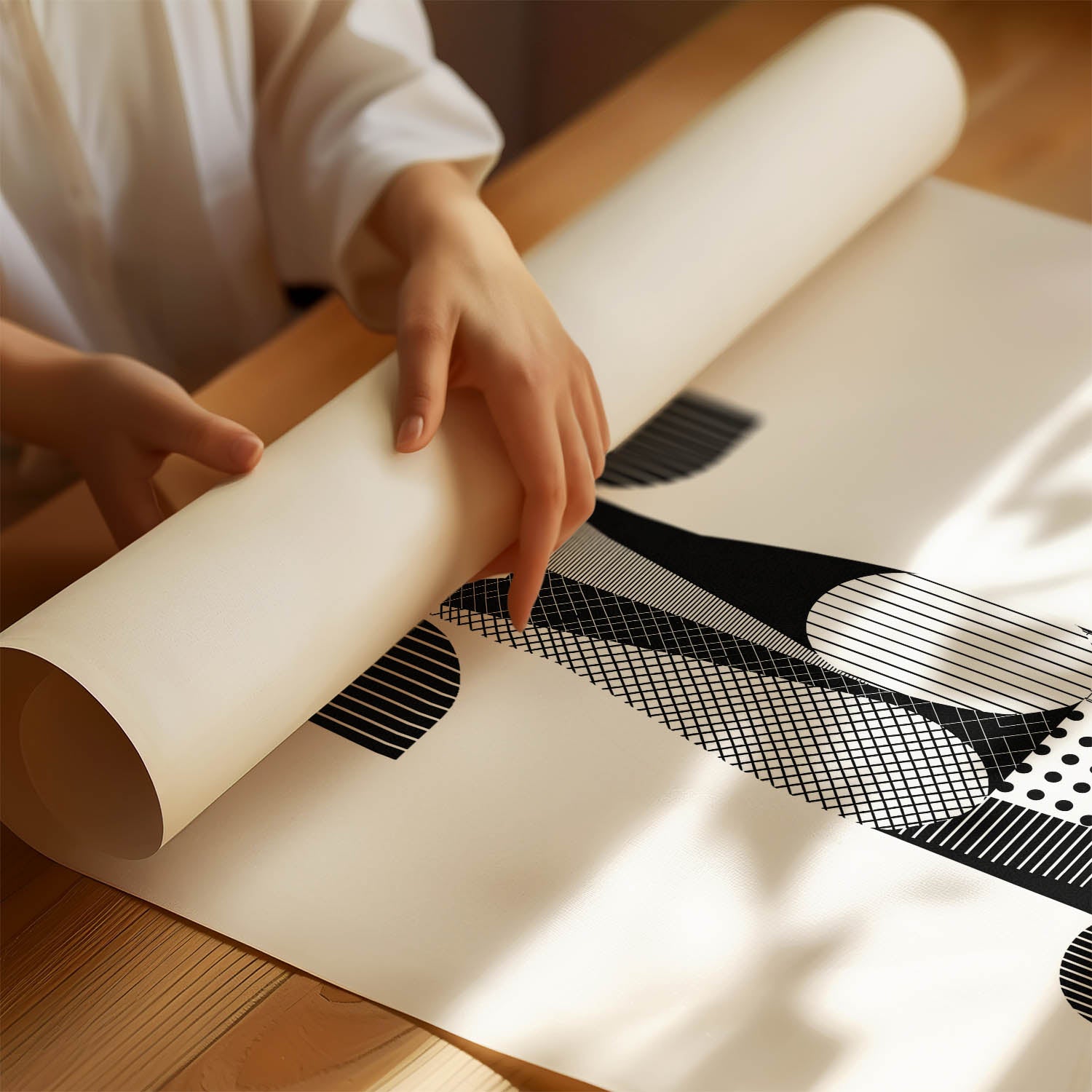 Saluki Geometric Line Art Print - Framed Mockup