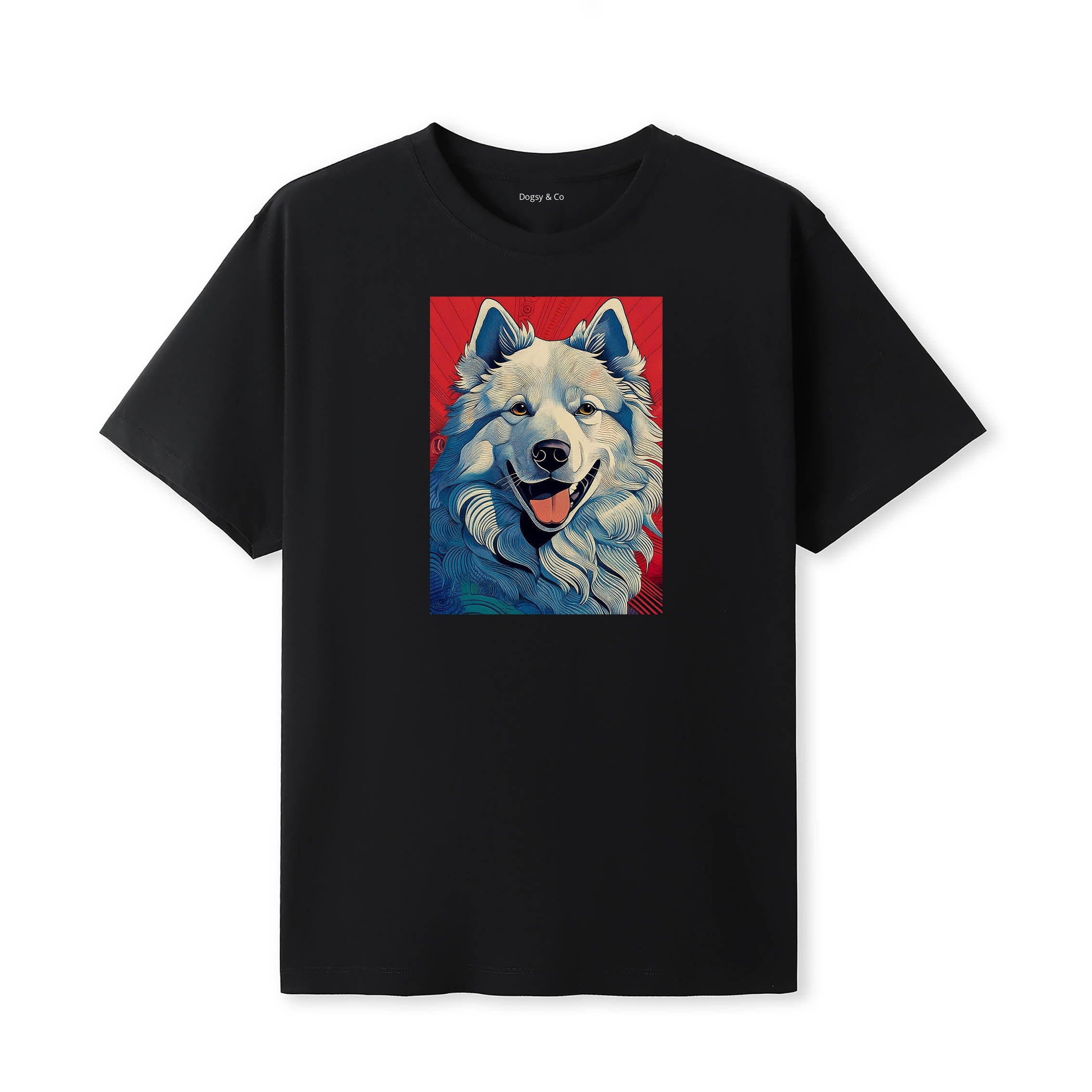 Samoyed Hokusai Dog Portrait T-Shirt Black