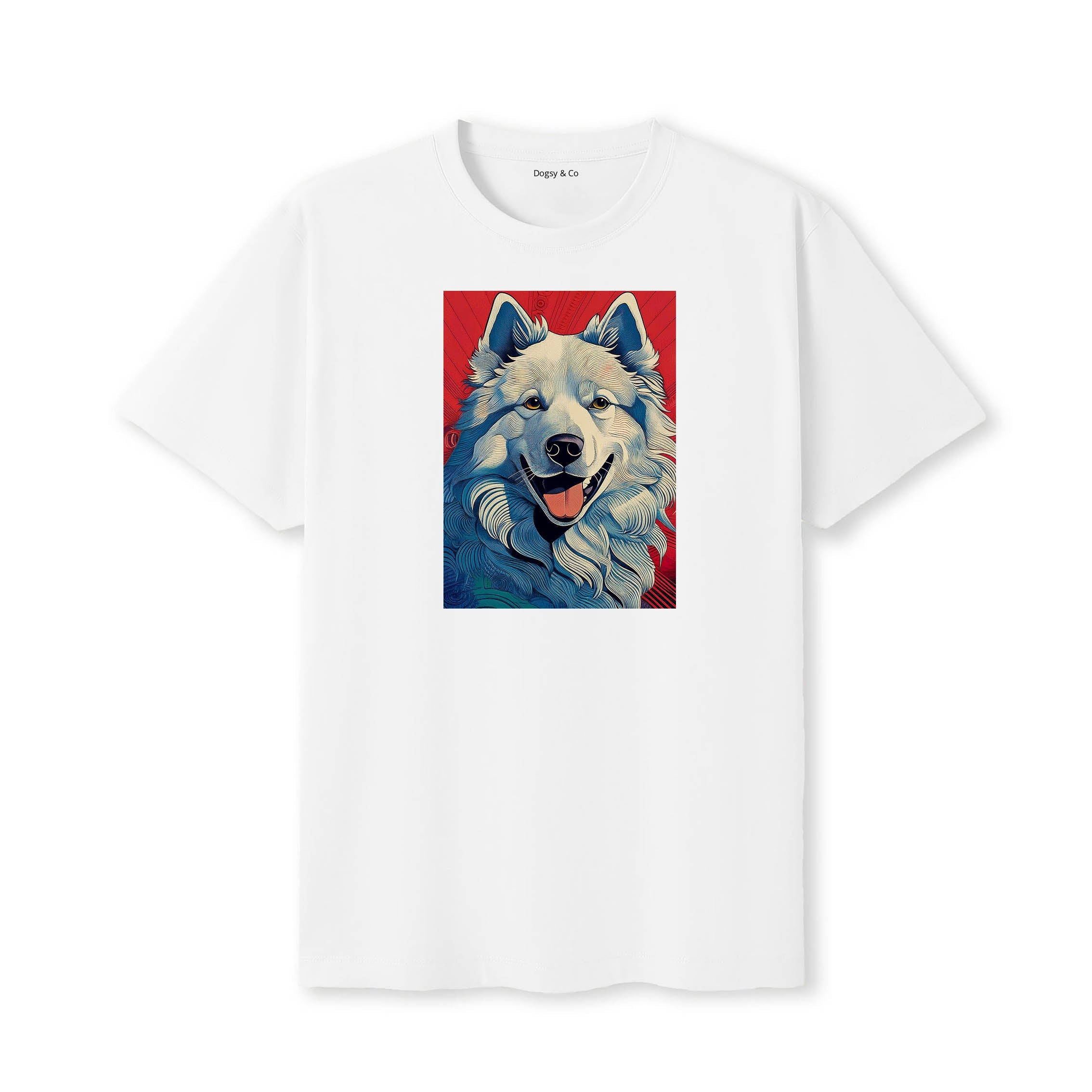 Samoyed Hokusai Dog Portrait T-Shirt White