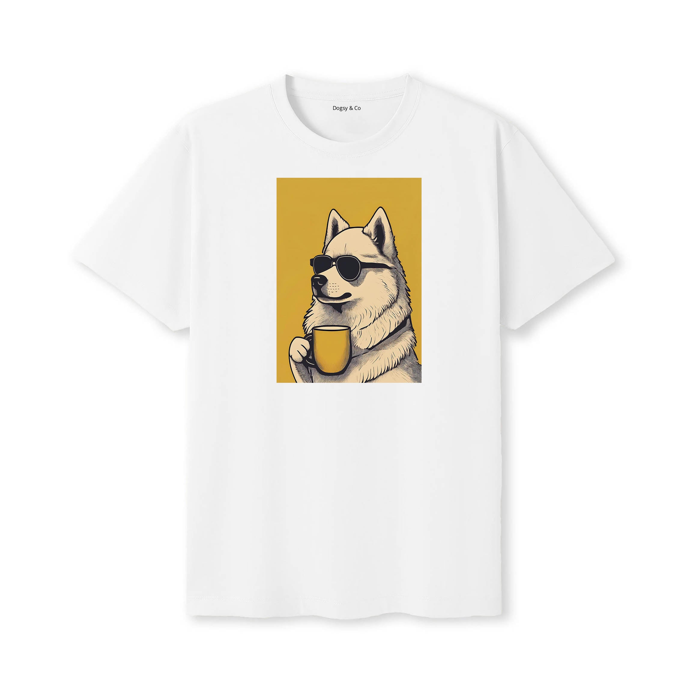 Samoyed Coffee Dog T-Shirt White