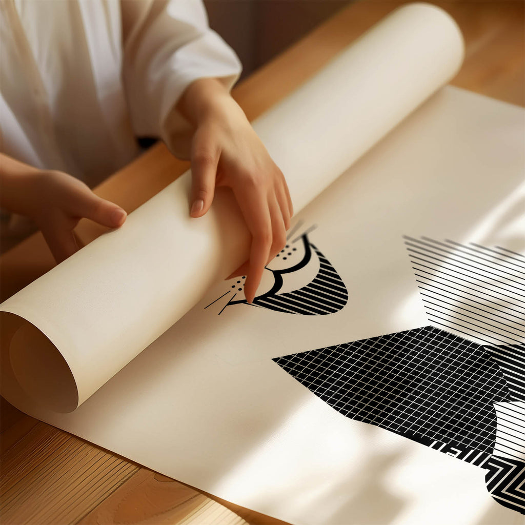 Samoyed Geometric Line Art Print - Framed Mockup