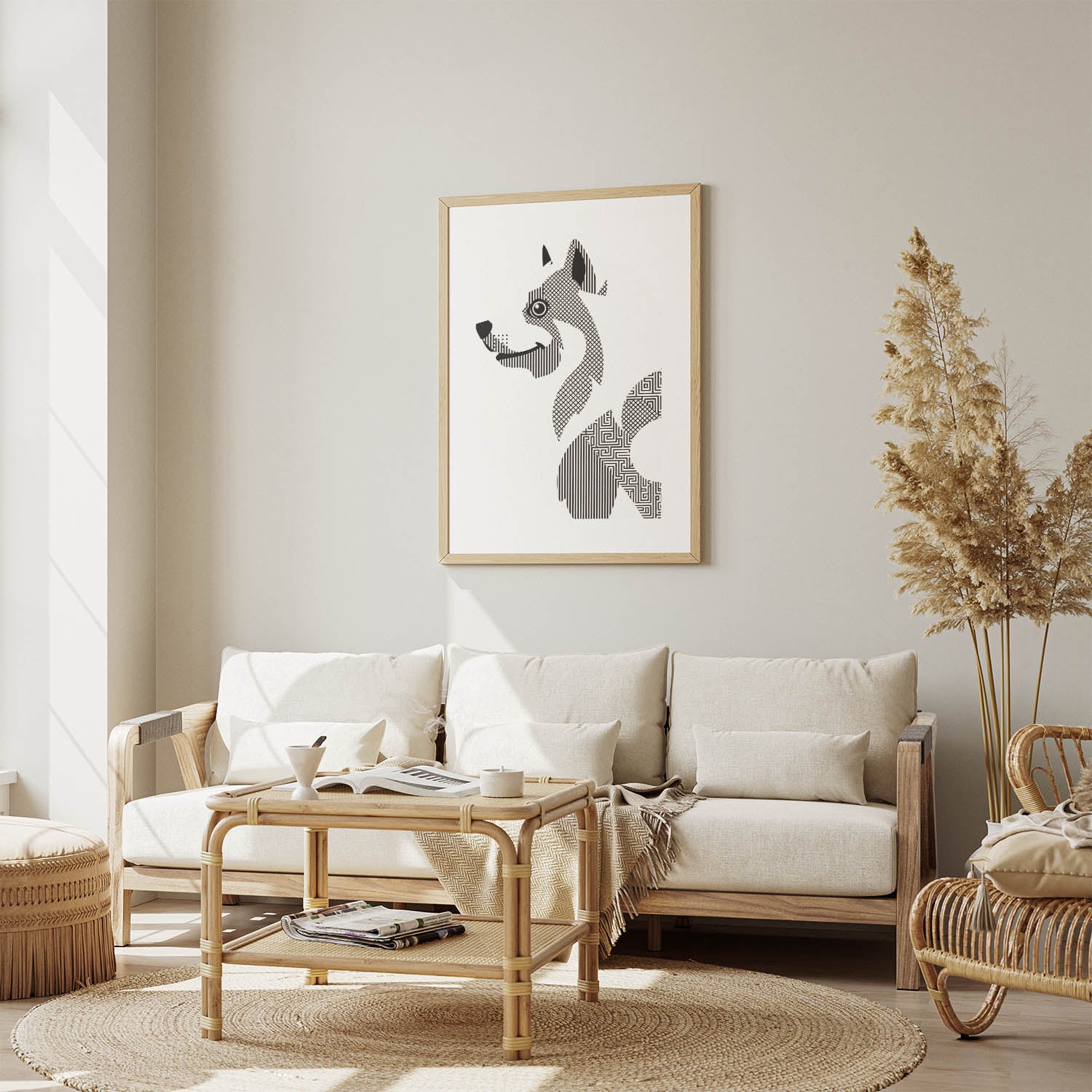 Samoyed Geometric Line Art mockup