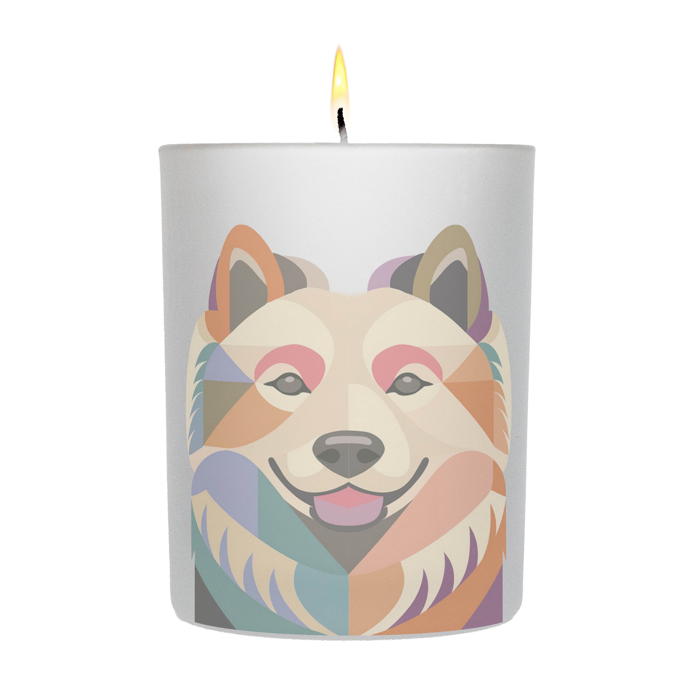 Samoyed Graphic Retro Chic Frosted Candle