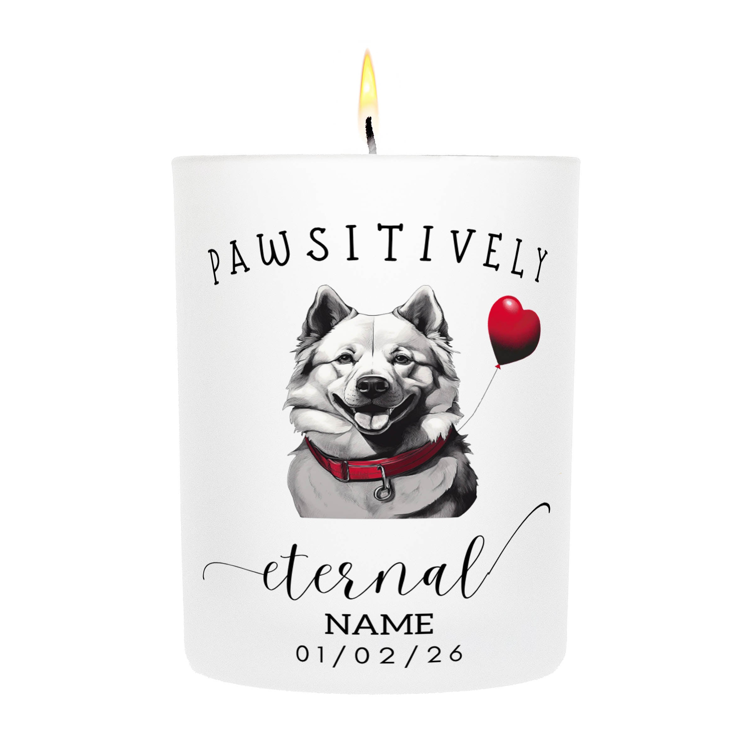 Samoyed In Memory Custom Pawsitively Eternal Candle White