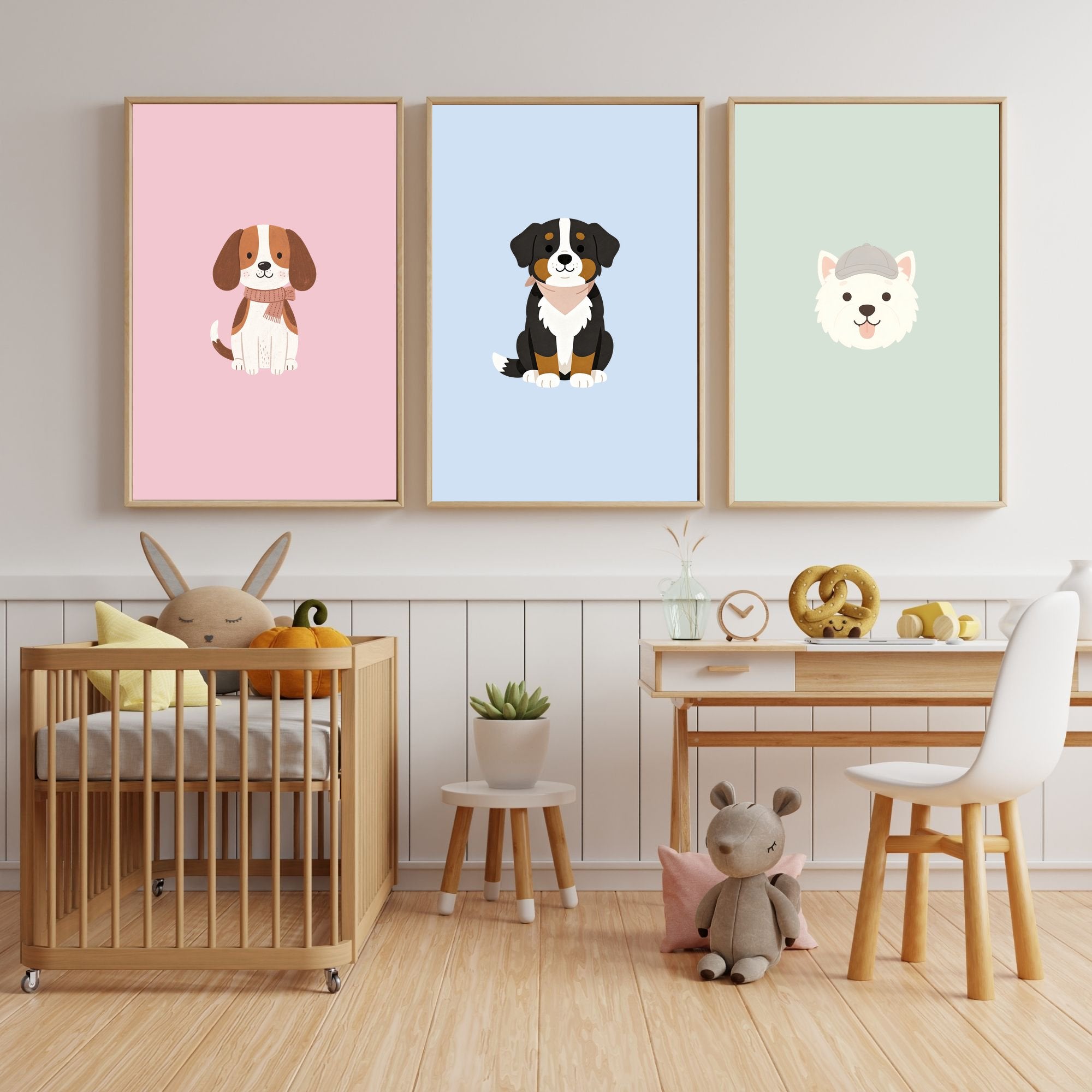 Scandinavian Nursery Dog Art Collection — 134 Breeds, 5 Colours, 6 Print Sizes | Digital Download