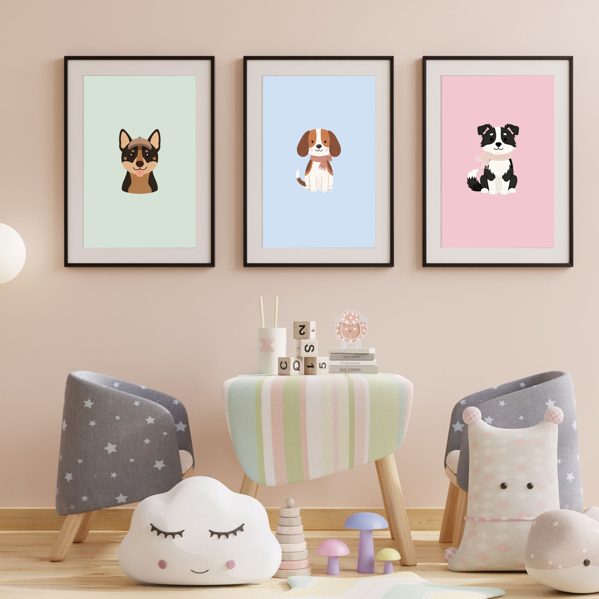 Scandinavian Nursery Dog Art Collection — 134 Breeds, 5 Colours, 6 Print Sizes | Digital Download