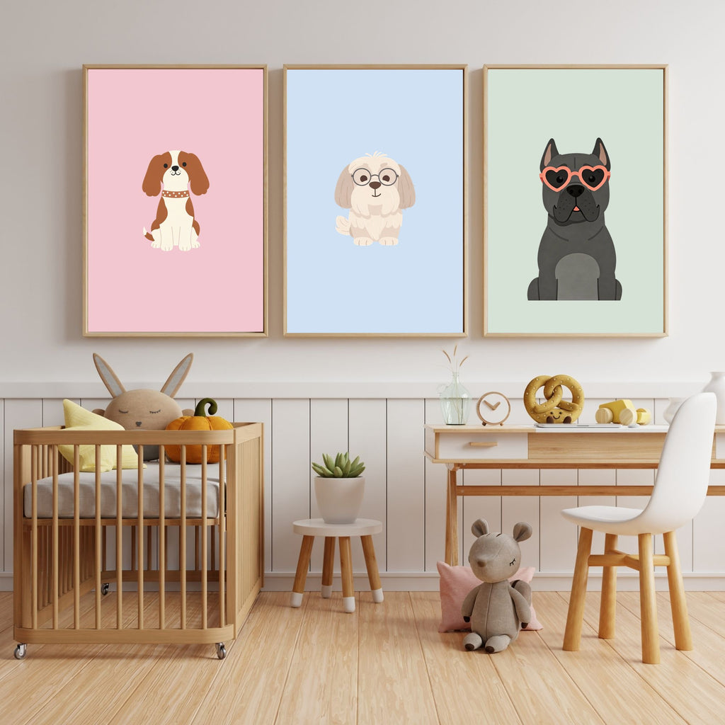 Scandinavian Nursery Dog Art Collection — 134 Breeds, 5 Colours, 6 Print Sizes | Digital Download